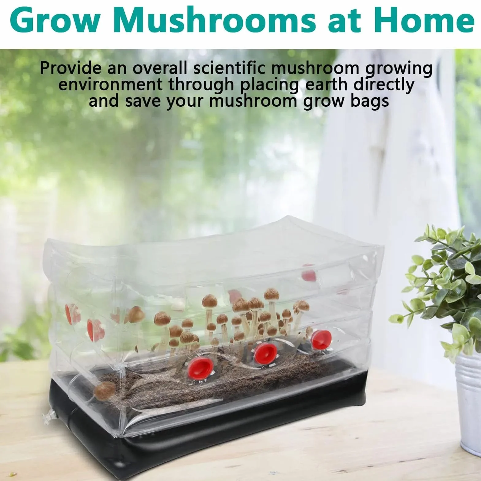 Kit de Cultivo de Hongos Inflable Versátil Monotub Portátil con Ventilador