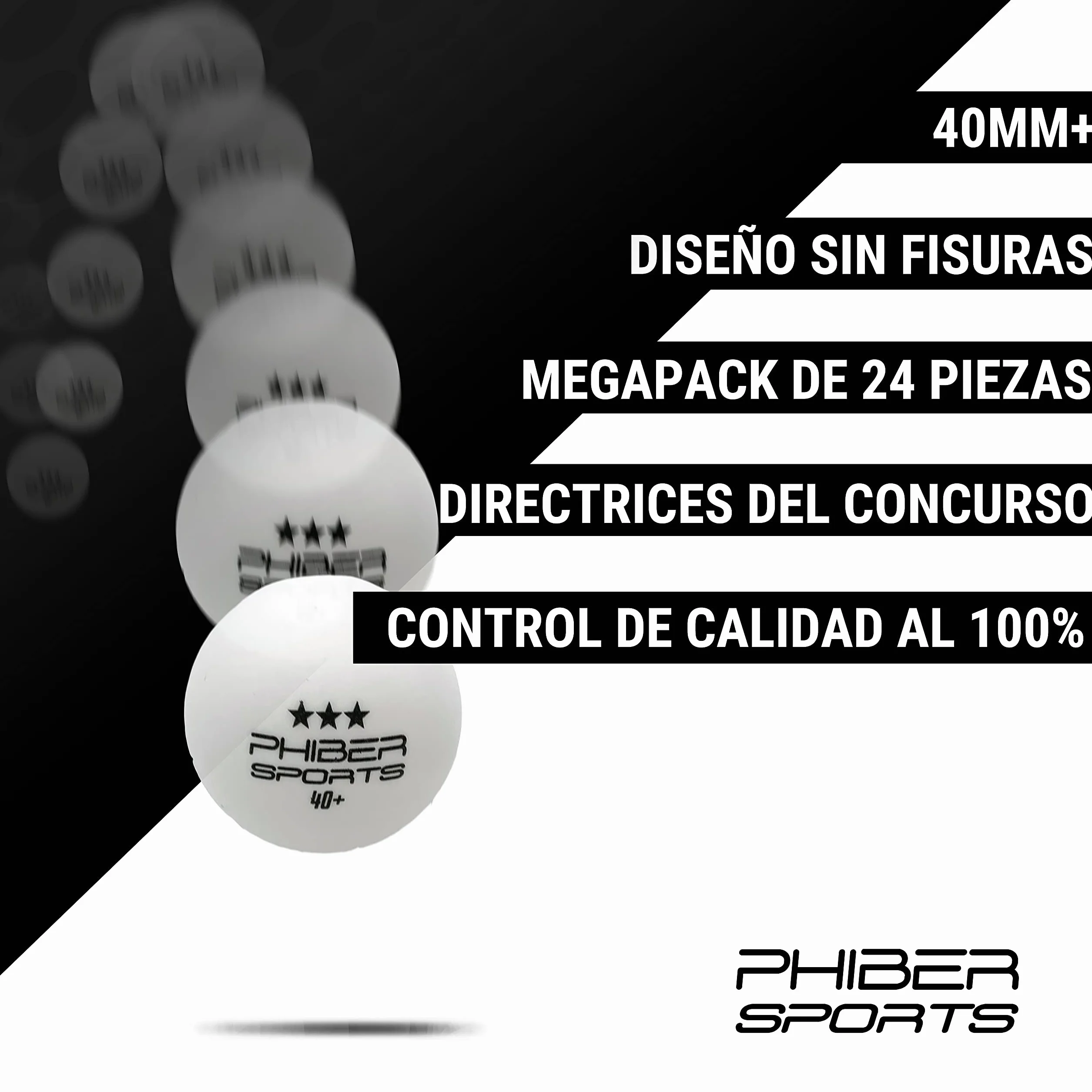 PHIBER-SPORTS Pelotas de Tenis de Mesa Premium 3 Estrellas 24 Piezas