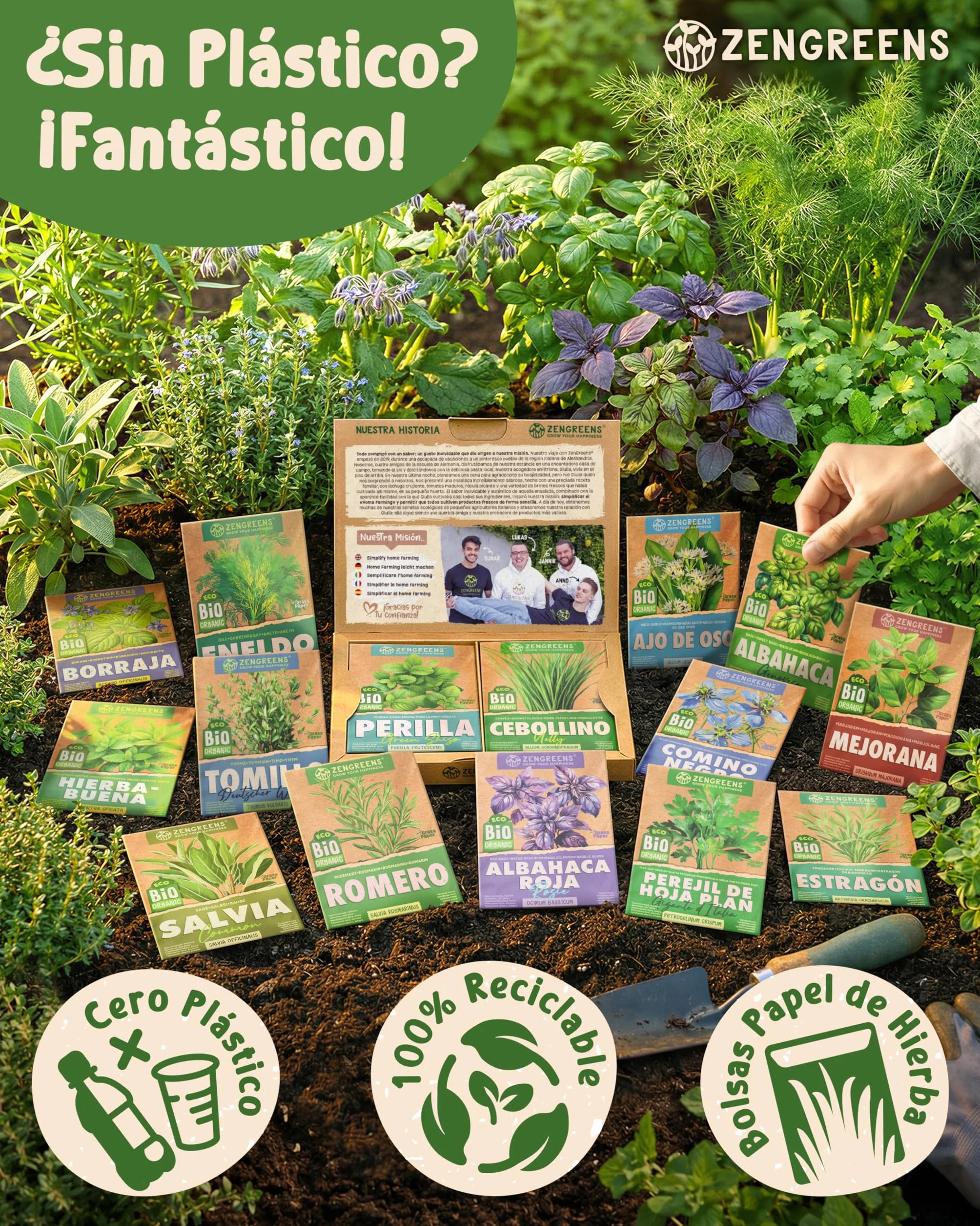 Set de semillas de hierbas aromáticas eco 25 variedades ZenGreens®