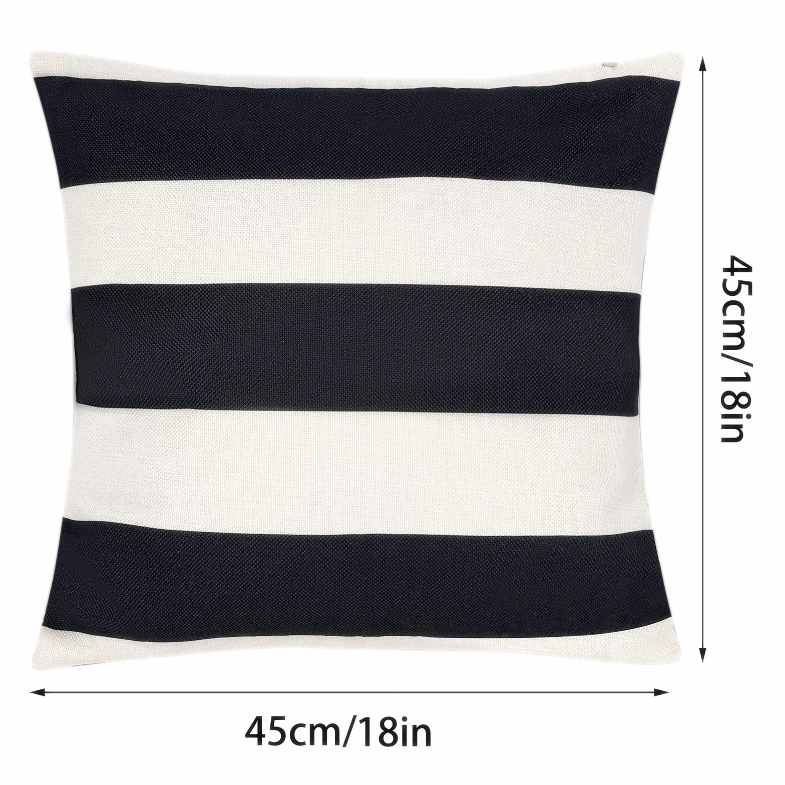 Tiggell Paquete de 4 Fundas de Almohada Impermeables para Exteriores, Fundas de Cojín Decorativas a Rayas (18 x 18 Pulgadas, Negro y Blanco)