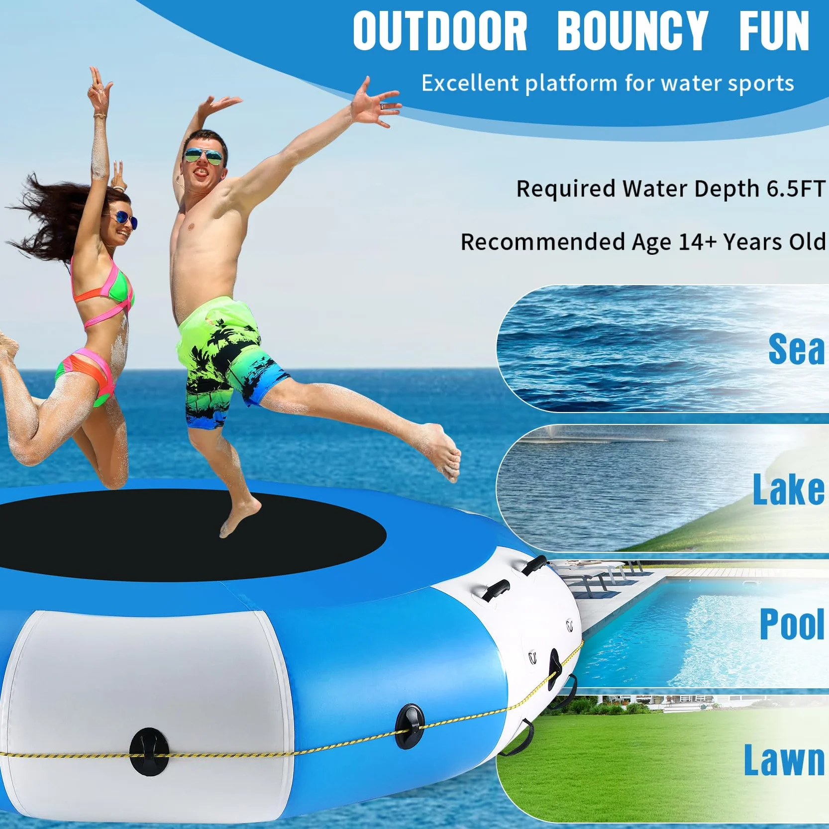 Trampolín de agua inflable 3 m para lago piscina natación