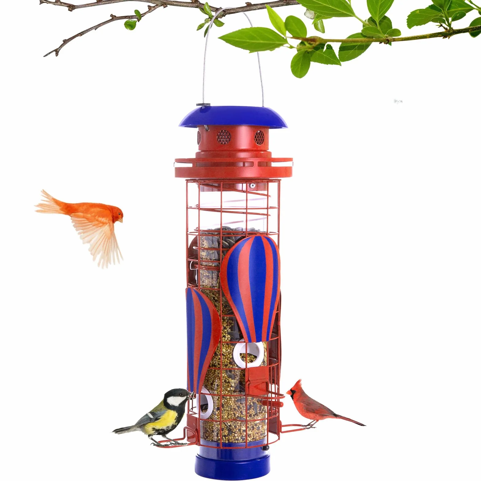 Beserie Comedero solar para pájaros para colgar al aire libre, a prueba de ardillas, comedero de metal impermeable para pájaros silvestres, comederos de cardenales, regalos para amantes de los