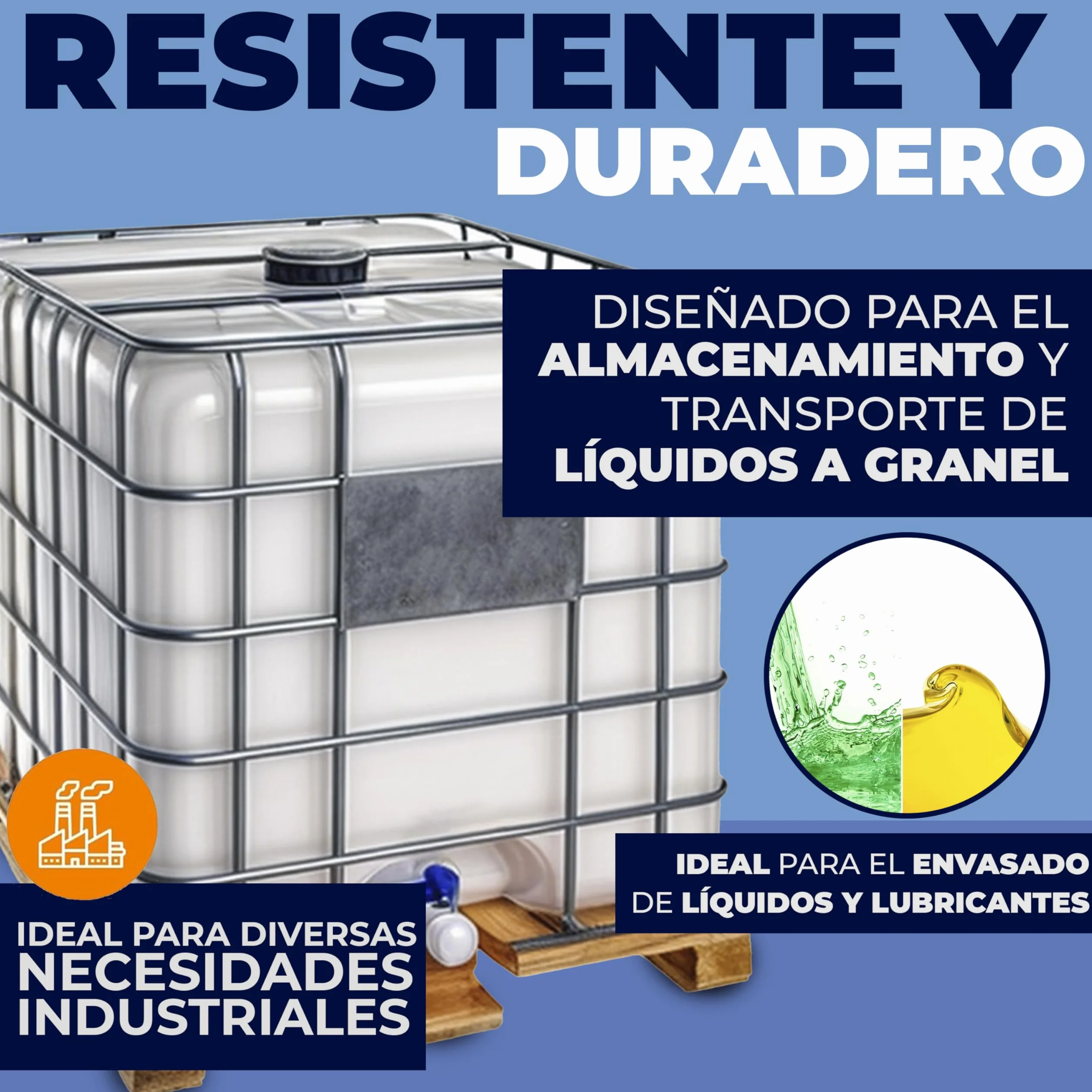 IBC-GRG Contenedor depósito 1000 litros con palet de madera