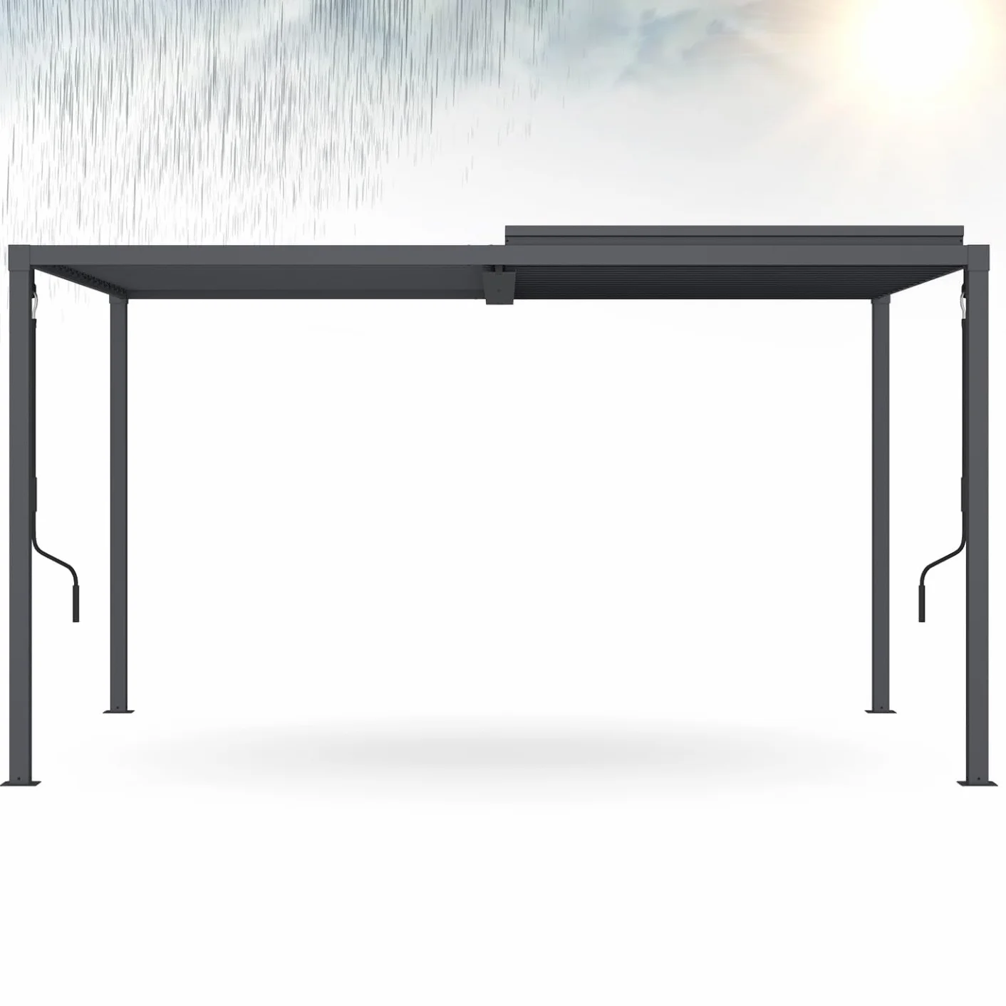 Pergola bioclimática cuchillas orientables 3 x 4 m aluminio gris antracita
