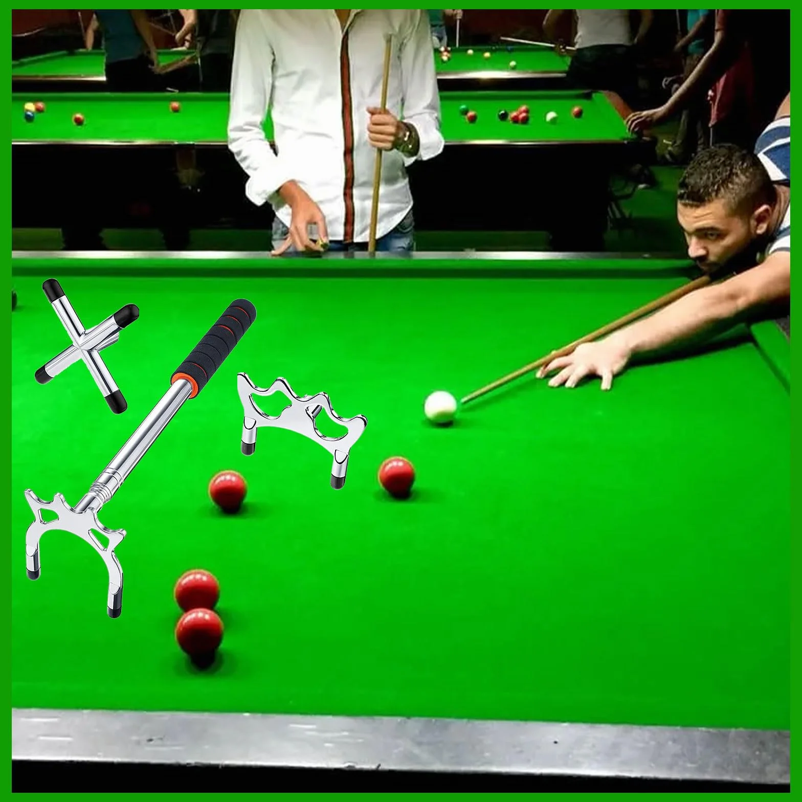 Puente de Billar Retráctil con 3 Cabezales Extraíbles para Snooker