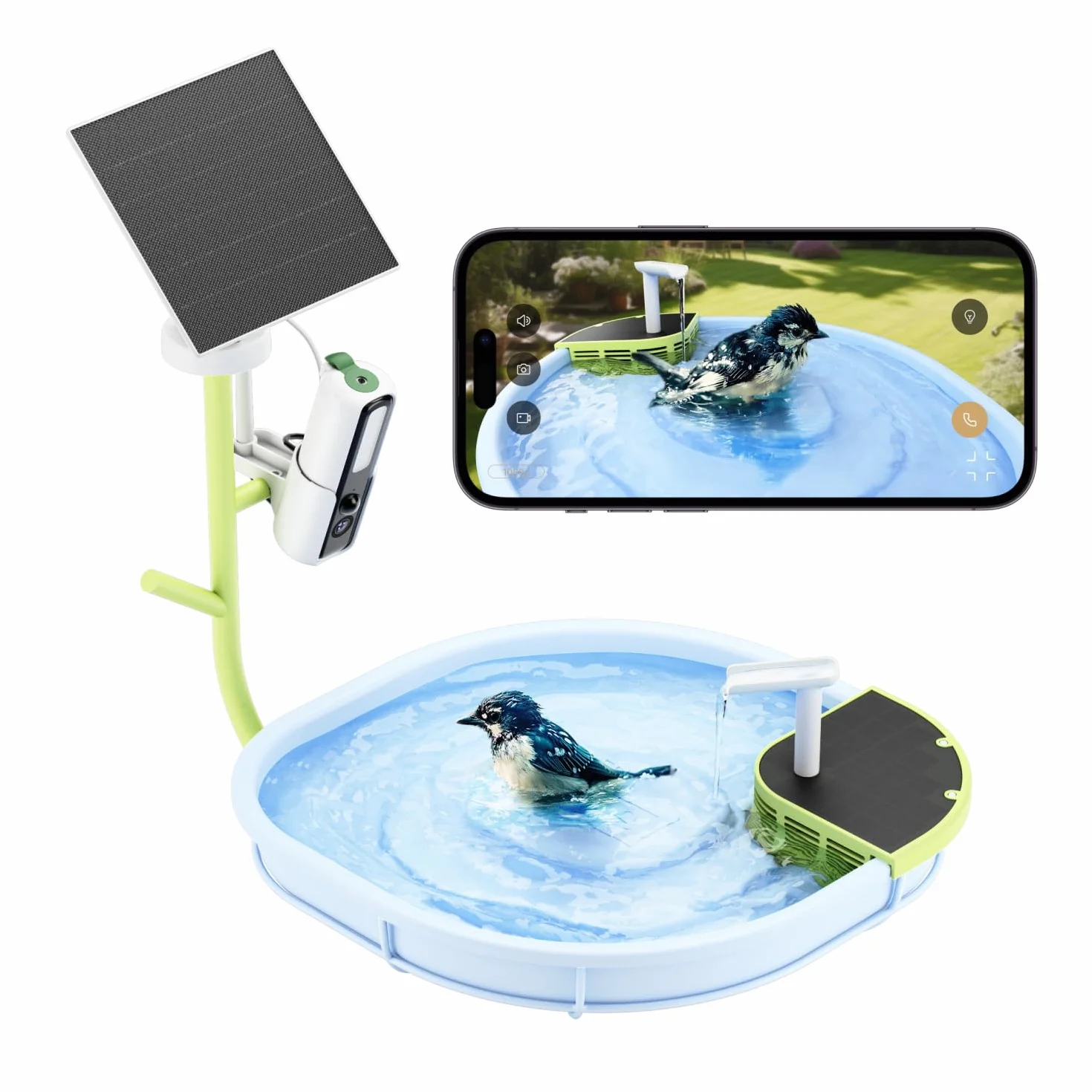 RELI Birddy Original Smart Bird Bath con cámara solar