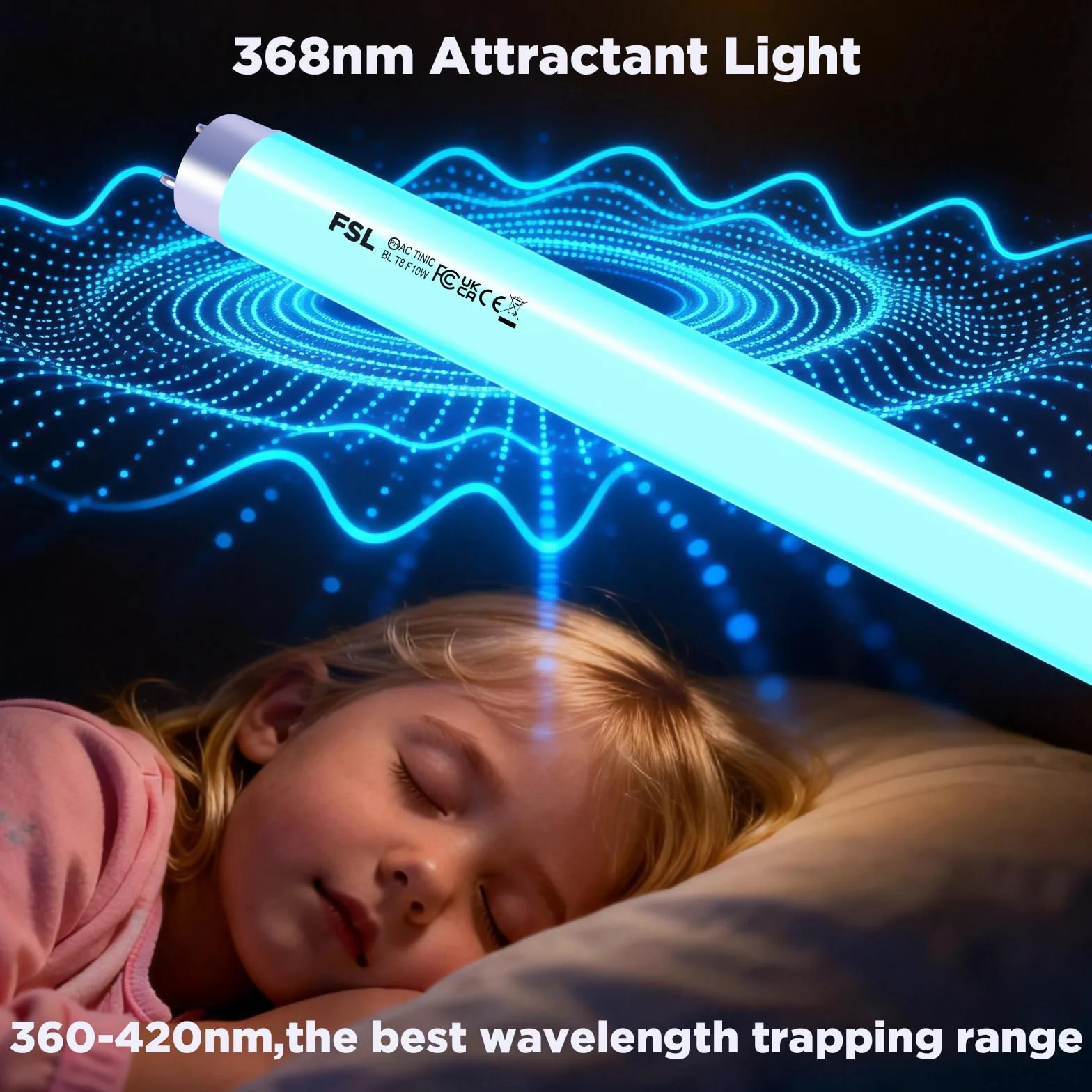 FSL BL T8 F10W Bombillas para Matamoscas 345mm 13 Pulgadas Lámparas de Repuesto 20W Luz Negra 365nm