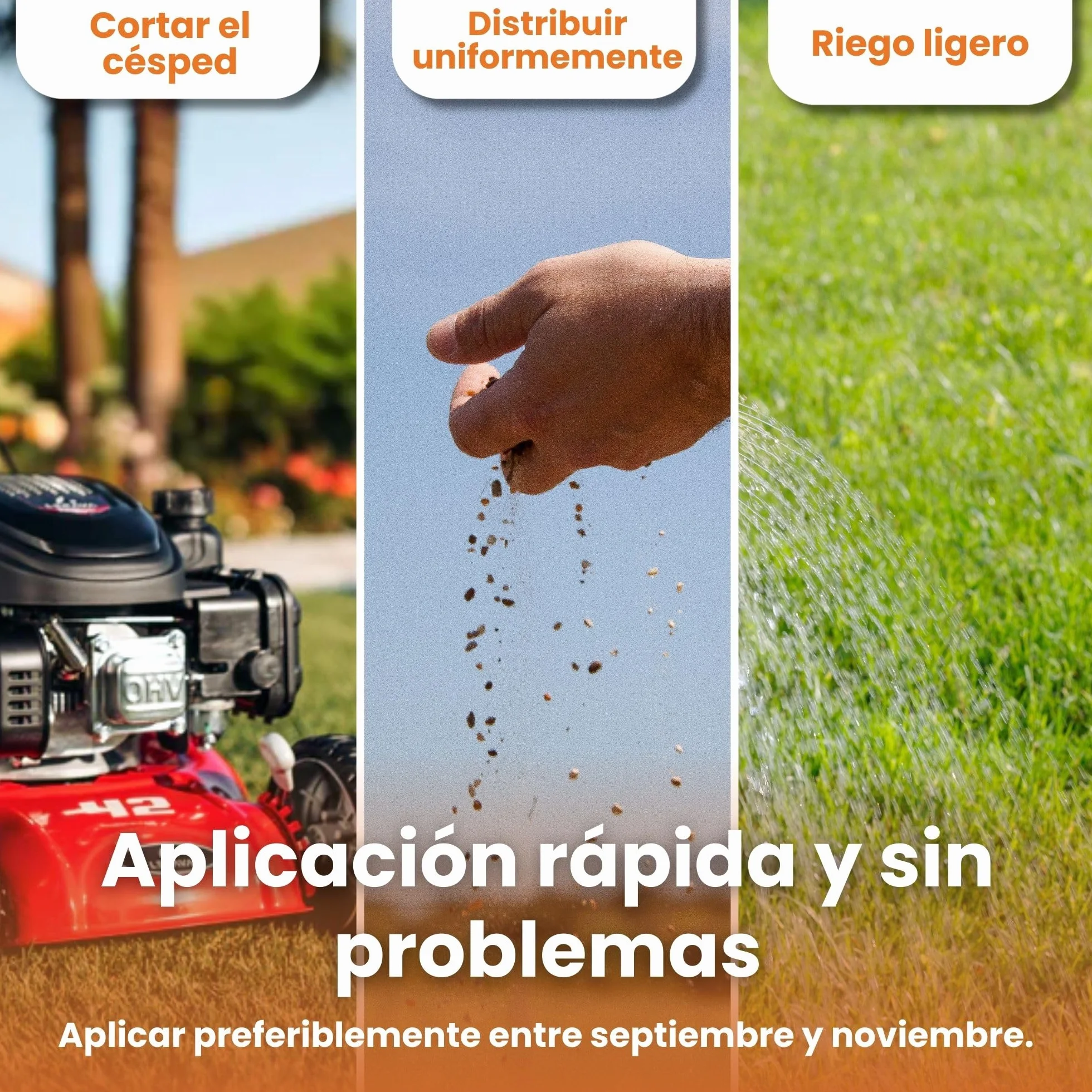 LERAVA® Abono césped Otoño 185 m² Fertilizante Liberación Lenta 100% Nitrógeno