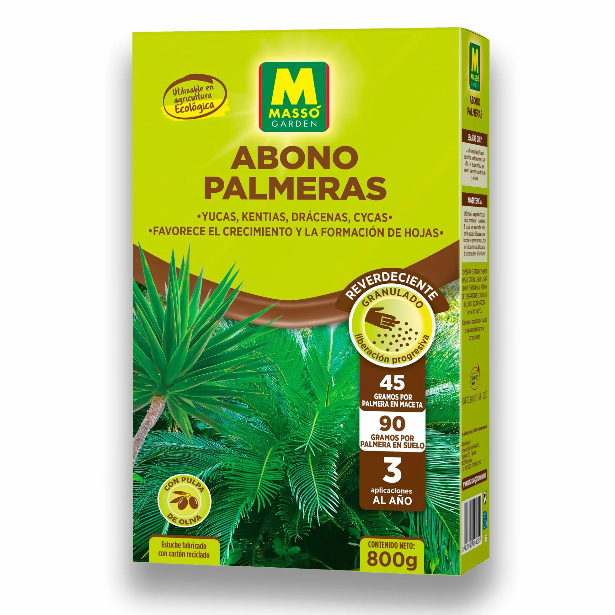 Abono Palmeras Ecológico Granulado 800g MUY EFICAZ Potencia Verdor Hasta 18 Palmeras Fertilización suave y progresiva sin riesgo de quemaduras Nexum Market