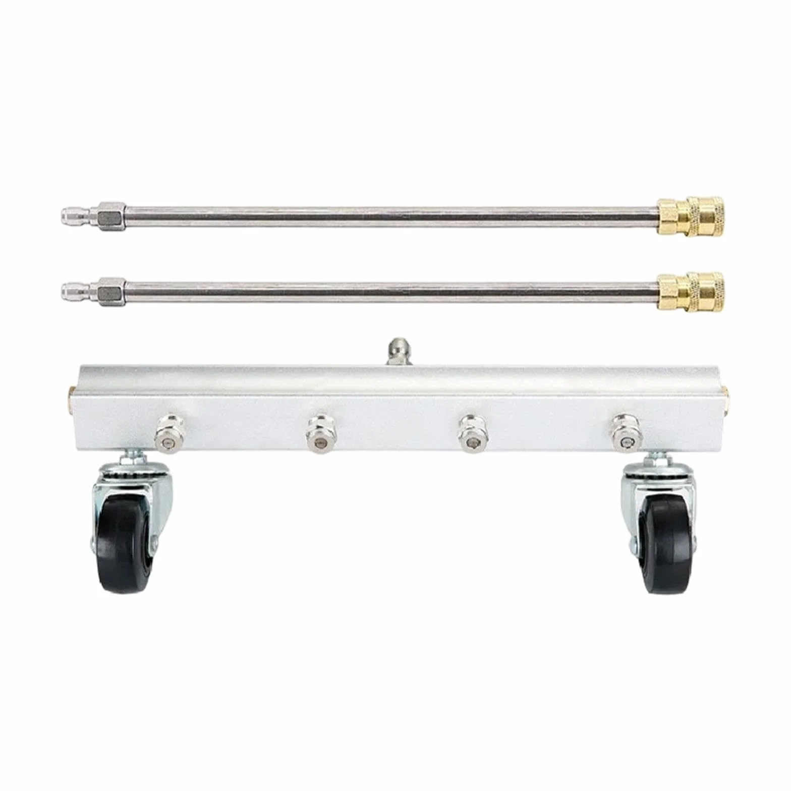 Milageto 1 Pieza Limpiador de Chasis para Automóviles con Barra de Extensión Doble Rociador Inferior Cepillo Universal Y Conexión Rápida Fabricado en Acero Ino, 2 Barras Rectas