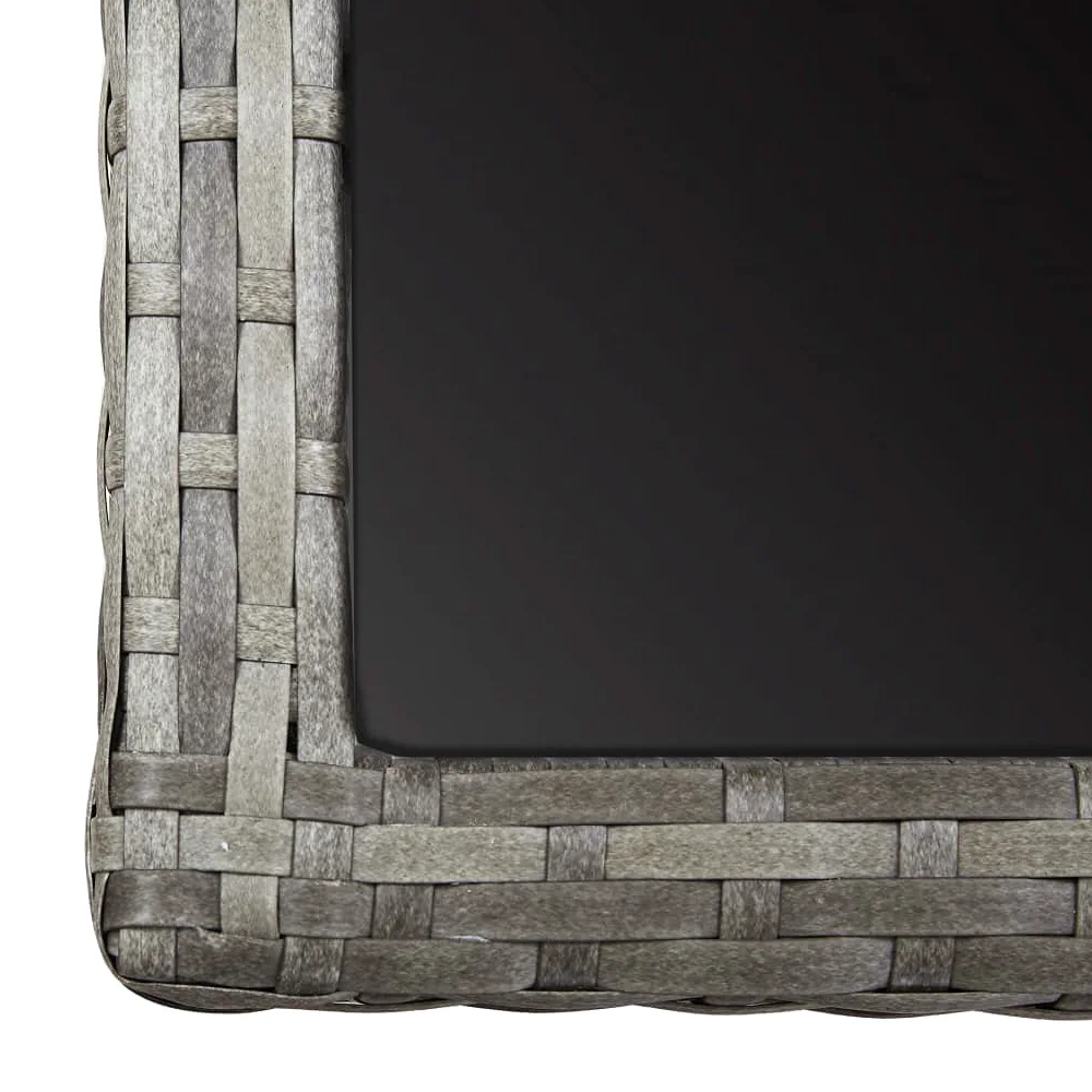 Mesa de jardín de ratán de polietileno con tablero de cristal, 110 x 53 x 72 cm, de color antracita, con estructura de acero, resistente al agua y fácil de limpiar, para jardín, terraza o