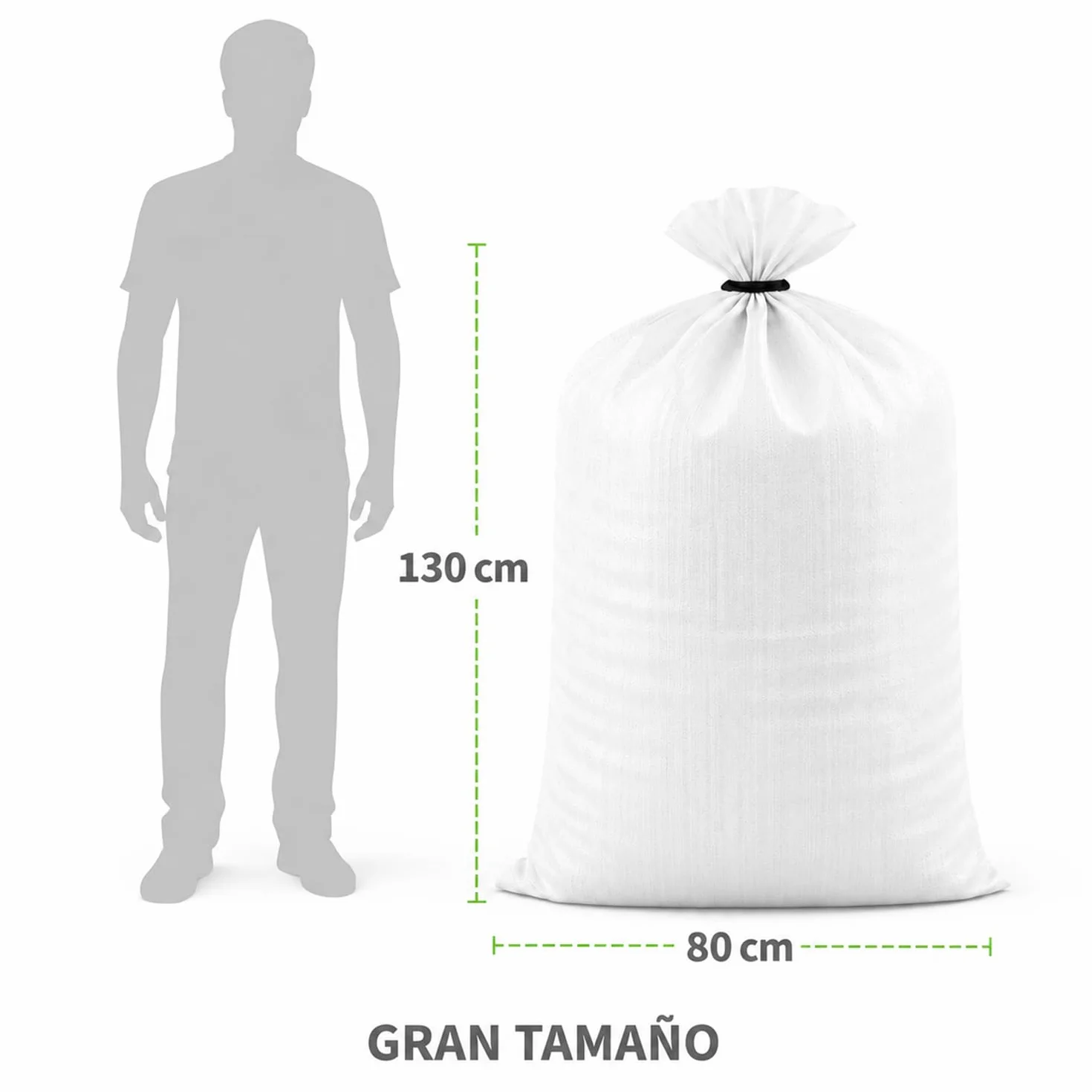 Sacos para Escombros 130x80 cm Rafia PP Blanca Extra Resistentes 10 Unidades