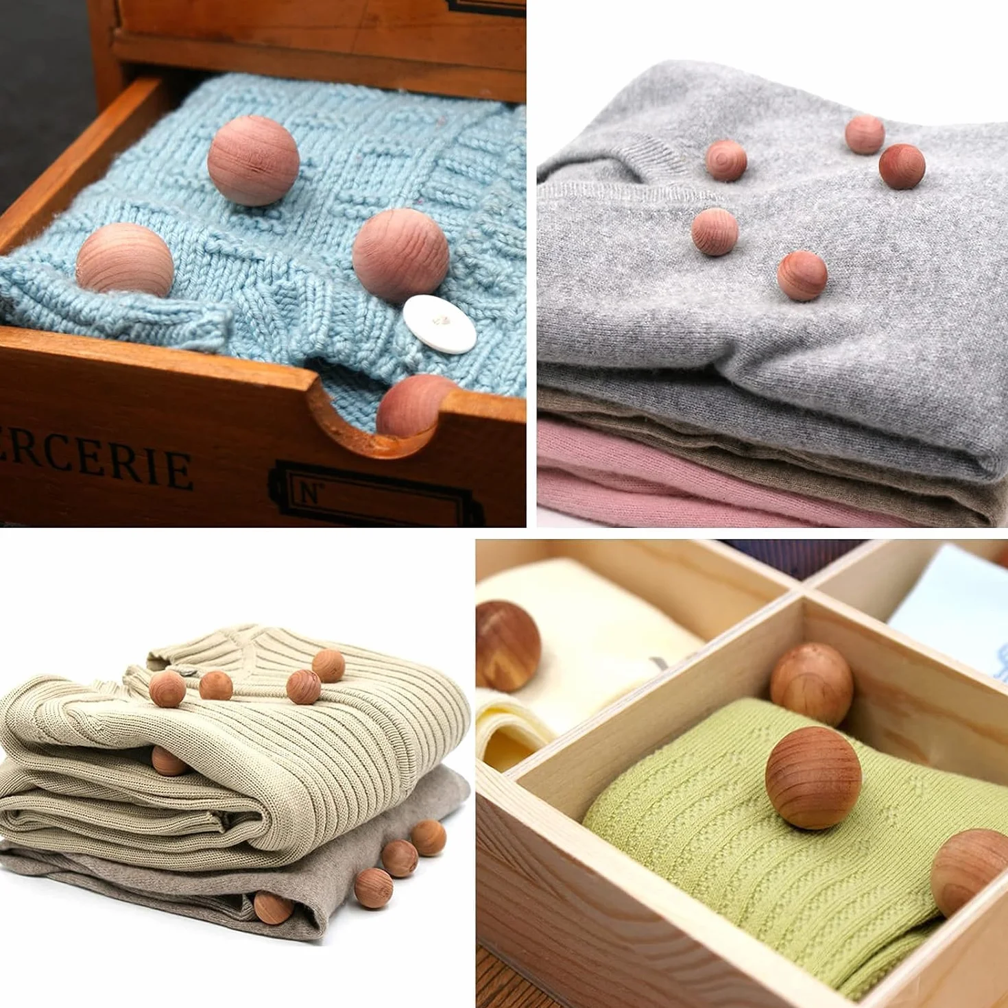 Cedro Antipolillas Natural 40 Piezas Bolas contra Polillas Armarios Ropa