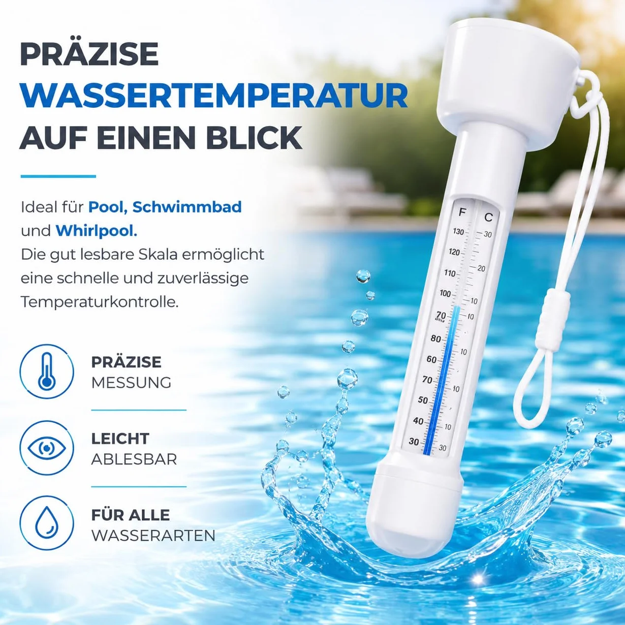 Termómetro flotante para piscina y jacuzzi medición precisa