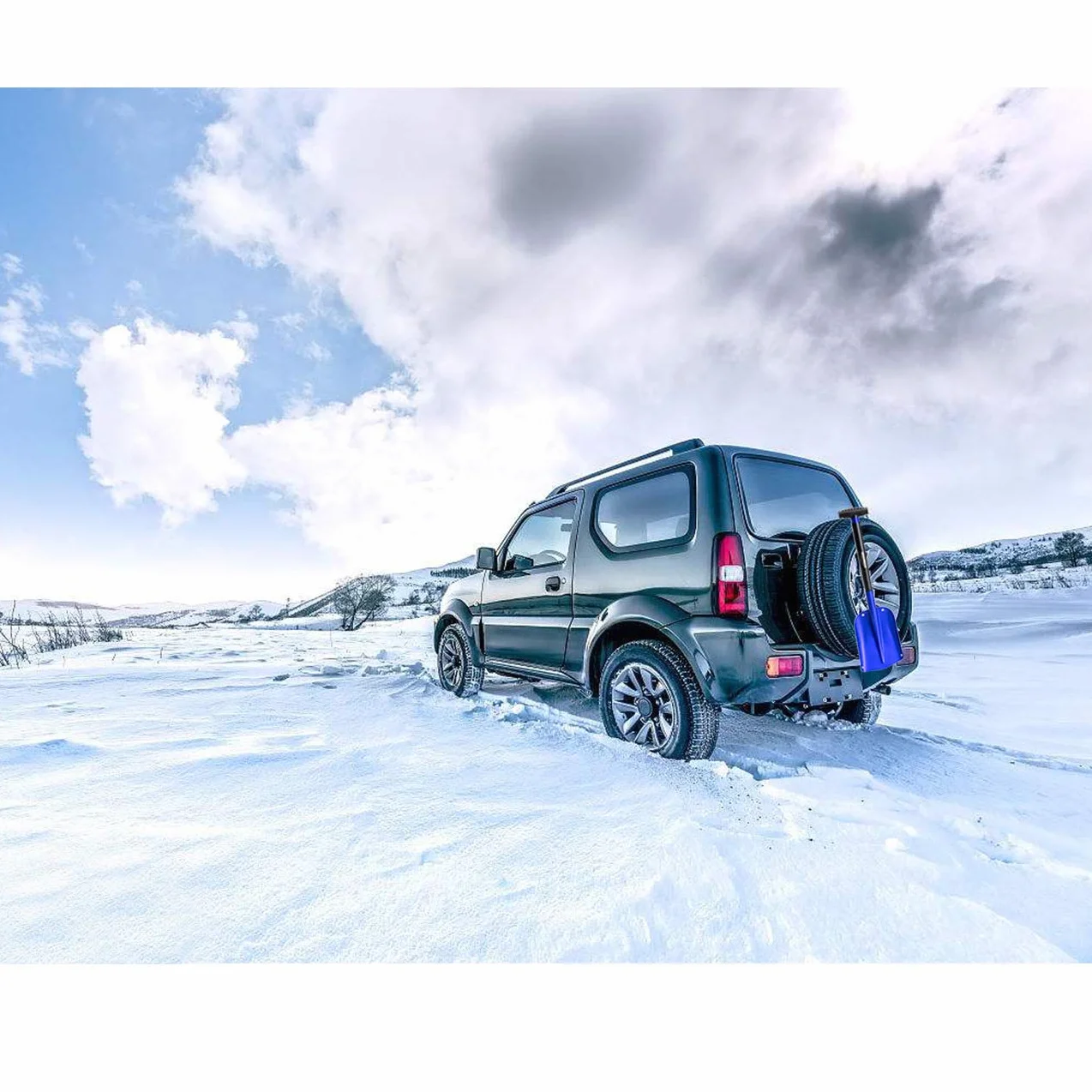 Pala para Nieve OVERMONT Portátil Desmontable Aleación de Aluminio para Coche Jardineria