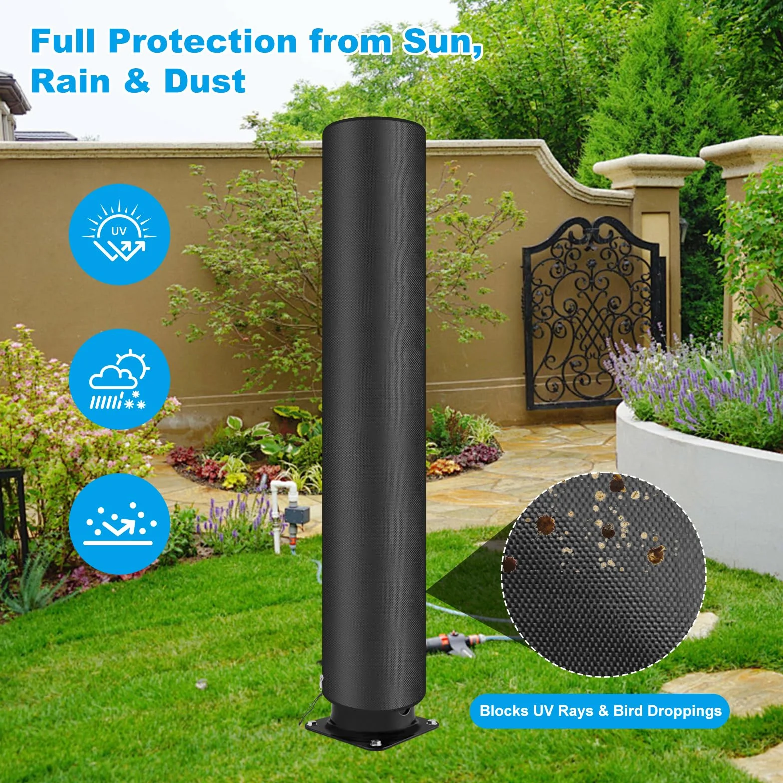 Funda Protectora Universal para Ducha Solar 220x62 cm Tela Oxford 420D Impermeable Anti-UV