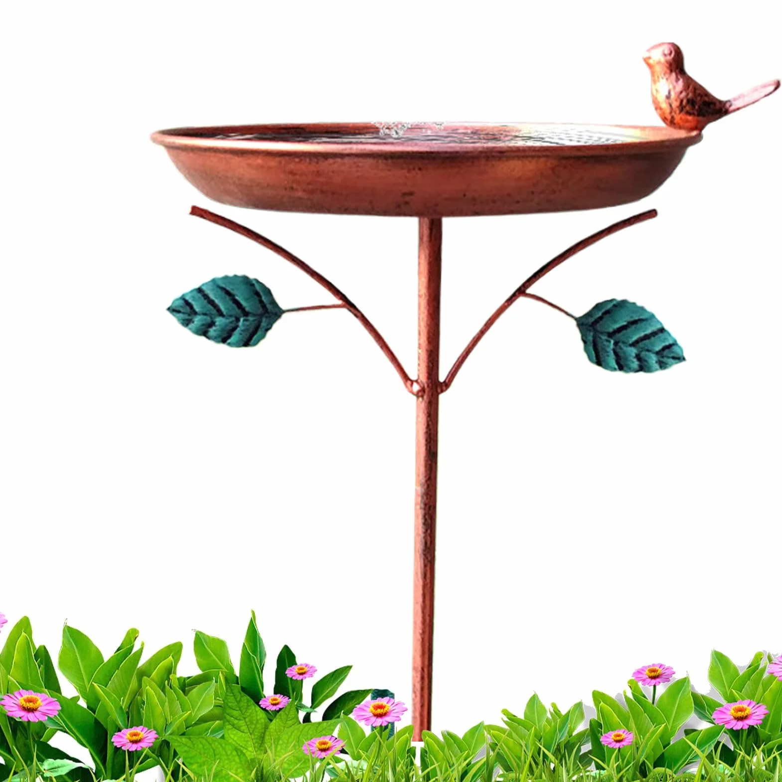 Bebedero para Pájaros Exterior - Fuente de Metal para Aves, Plato de Agua Independiente
