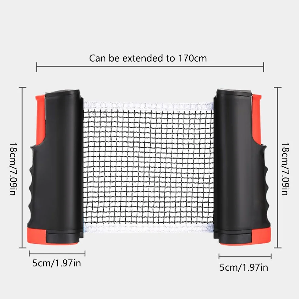 Helweet Red de Tenis de Mesa, Ping Pong Net, Soporte Telescópica 170cm, Negro