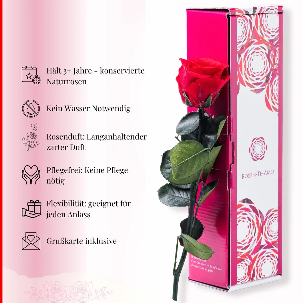 Rosa eterna preservada roja caja regalo design refinado flores naturales domicilio decoracion hogar