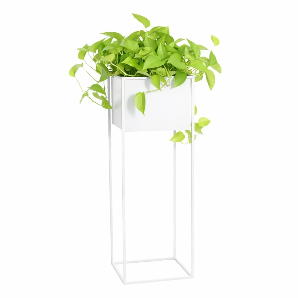 Soporte para flores de metal blanco altura 70 cm – Soporte para plantas – Decoración moderna para salón – Taburete para flores – Escalera para flores – Estantería para flores para interior