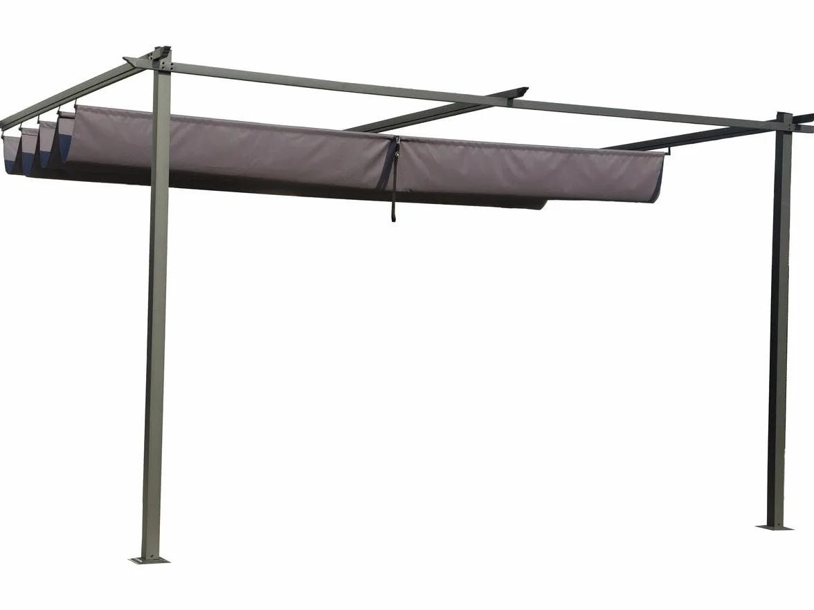 Pergola adossée toit rétractable 3x4 m Gris anthracite