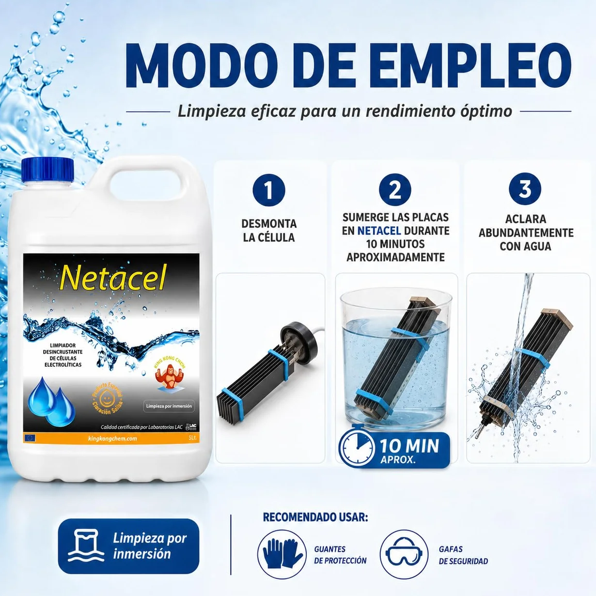 NETACEL 5 litros Limpiador desincrustante para célula clorador salino