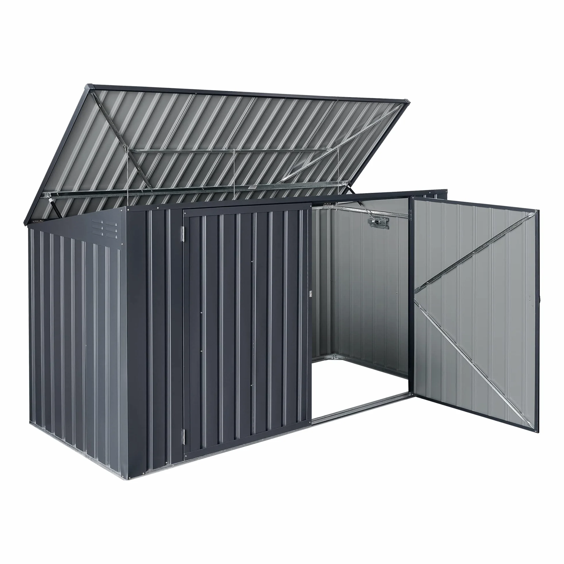 Cobertizo para Cubo de Basura Triple 240 L Acero Galvanizado 237x101x131 cm Gris Oscuro