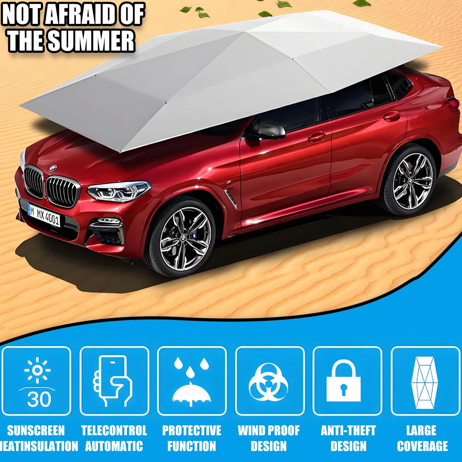 Cochera portátil con protección solar toldo plegable para coches silvergray 5m