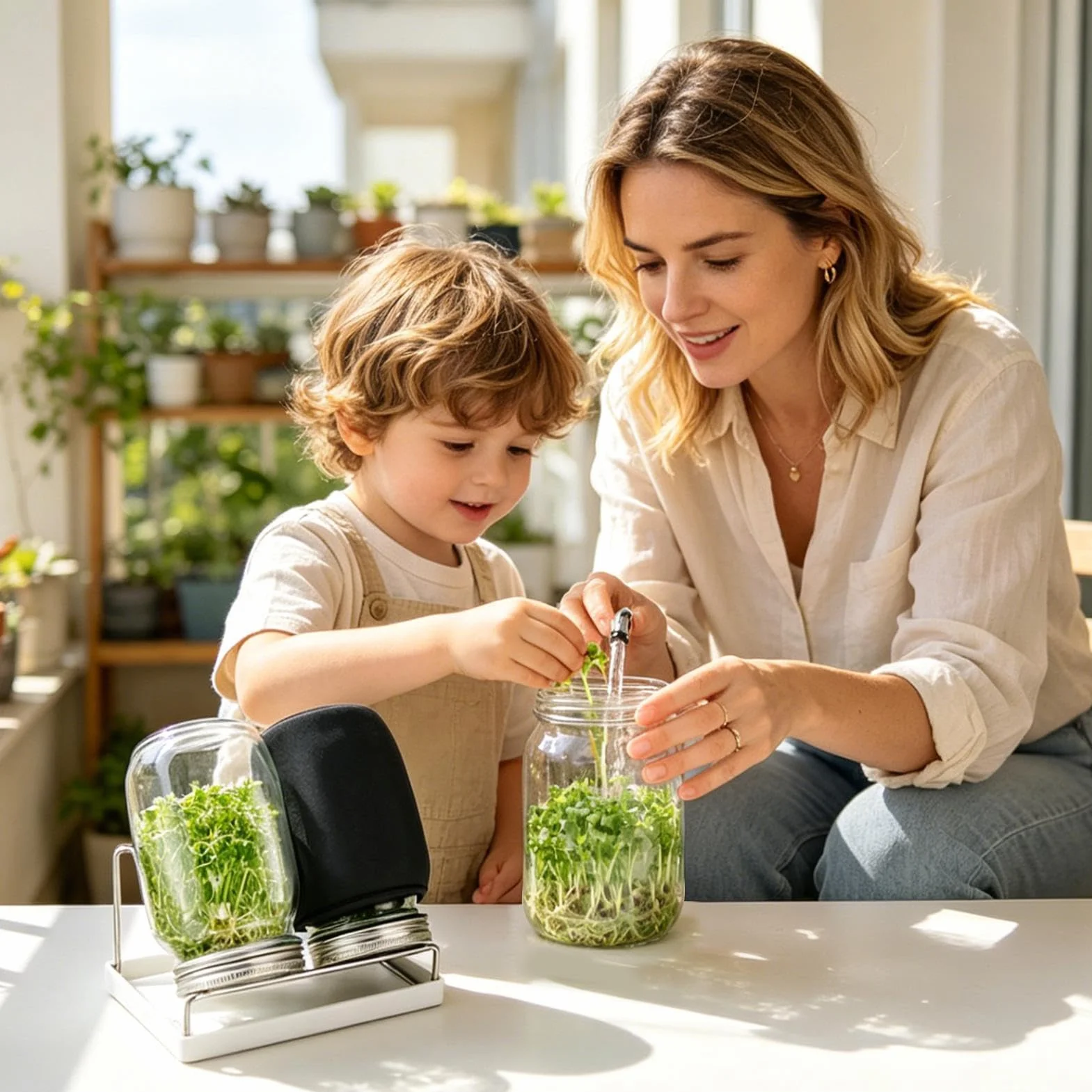 Frasco Germinador Con Ancha con Rejilla de Acero Inoxidable con Opaca y | Kit Germinador de Brotes Para Hogar Cocina Sala De Estar Balcón Legumbres Frutos Secos Granos Brócoli
