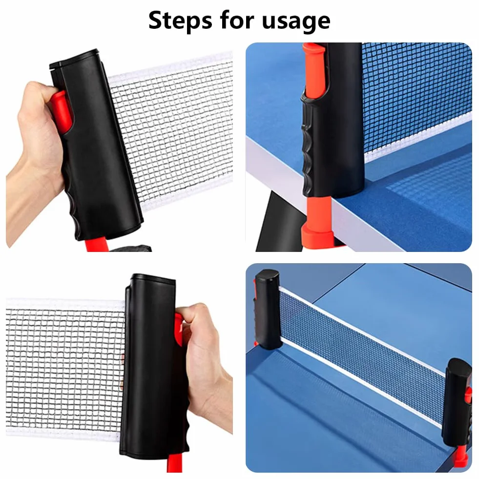 Helweet Red de Tenis de Mesa, Ping Pong Net, Soporte Telescópica 170cm, Negro