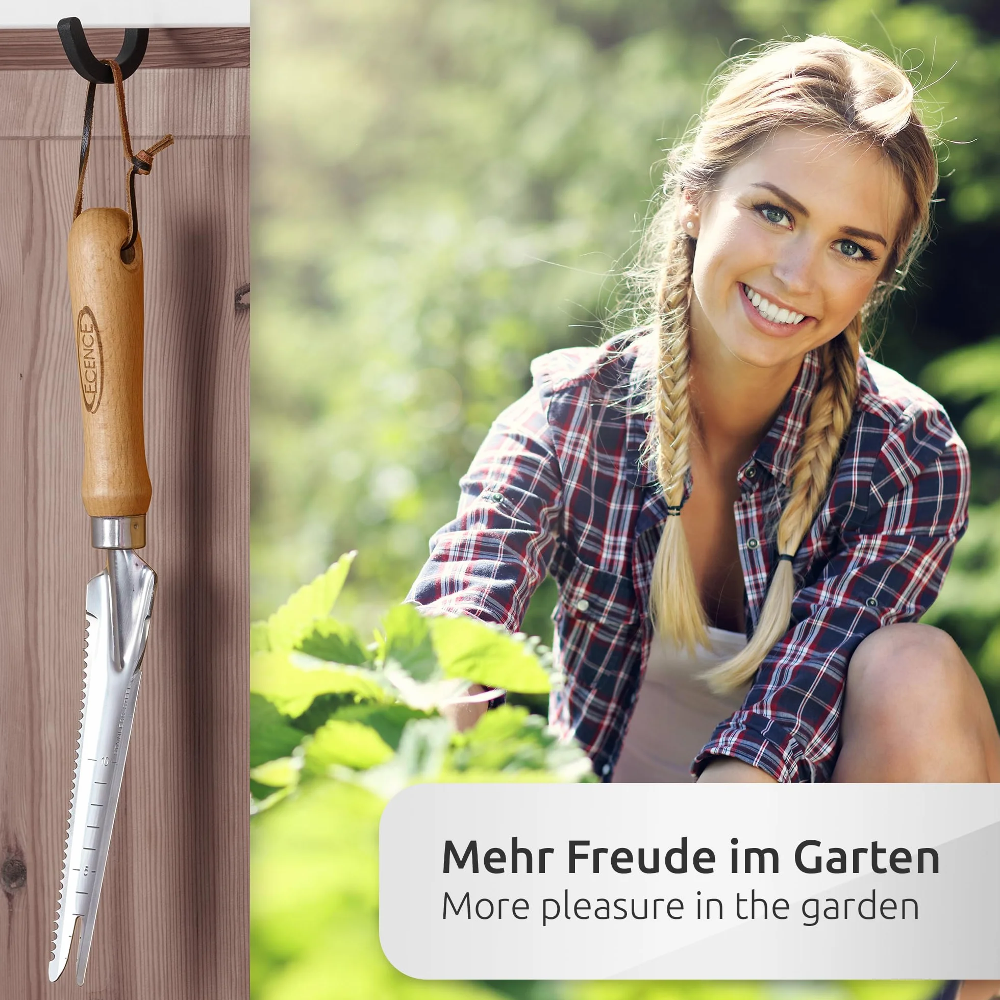 ECENCE Extractor de Malas Hierbas de Acero Inoxidable con Mango de Madera