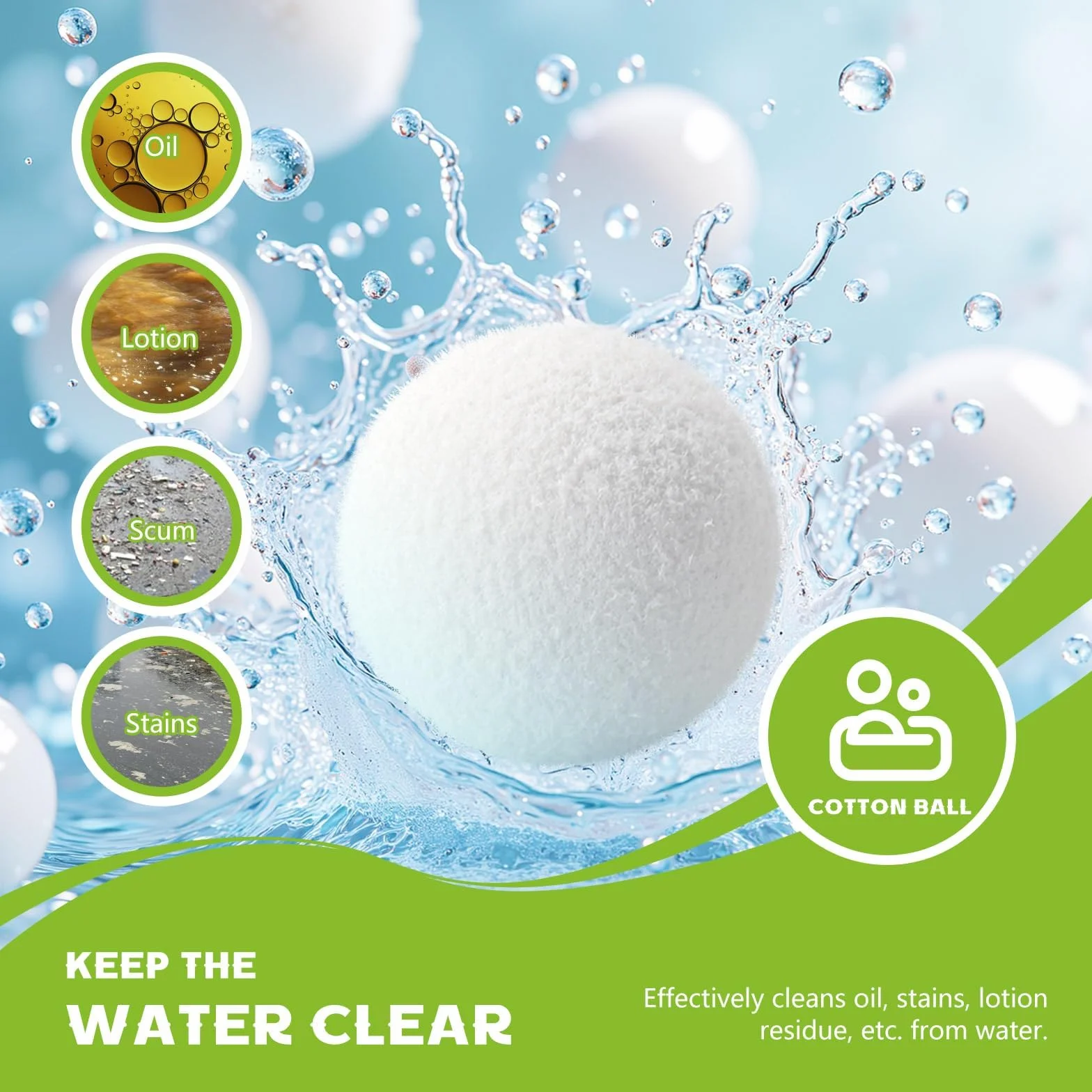 EKKONG Bolas Eliminadoras de Escoria 7.5 cm Absorbente de Grasa Piscina Reutilizables (12PCS)