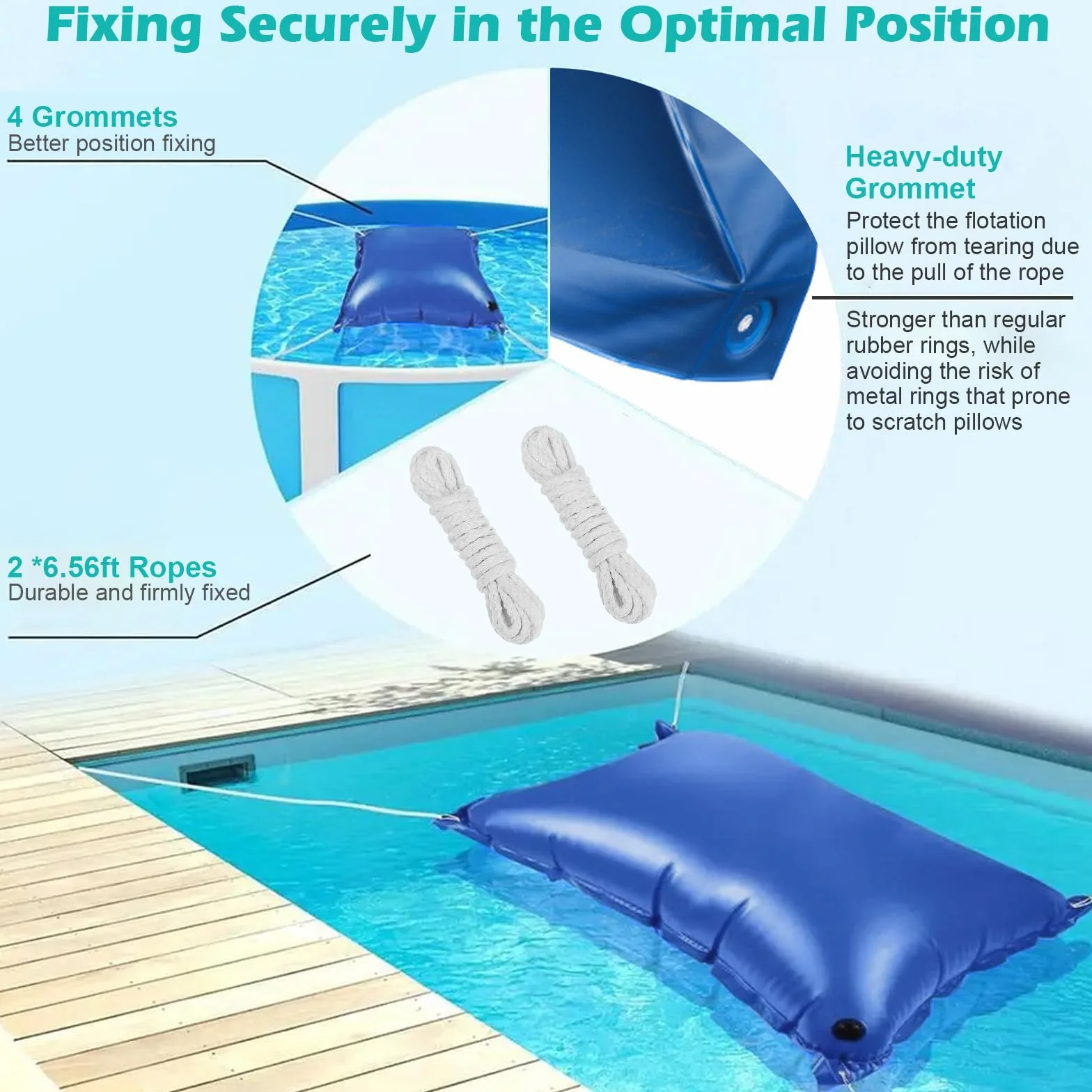 Cojín de Invierno para Piscina 4,3 x 1,15 m, Doble Costura, Válvula de Seguridad