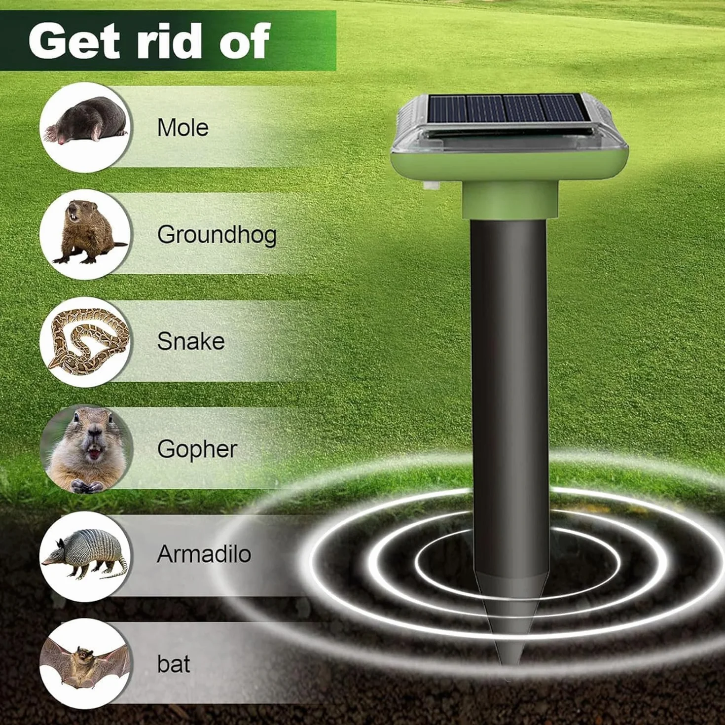 Repelente Solar para Topos, Hormigas Reina, Gopher y Serpientes para Jardín y Camping