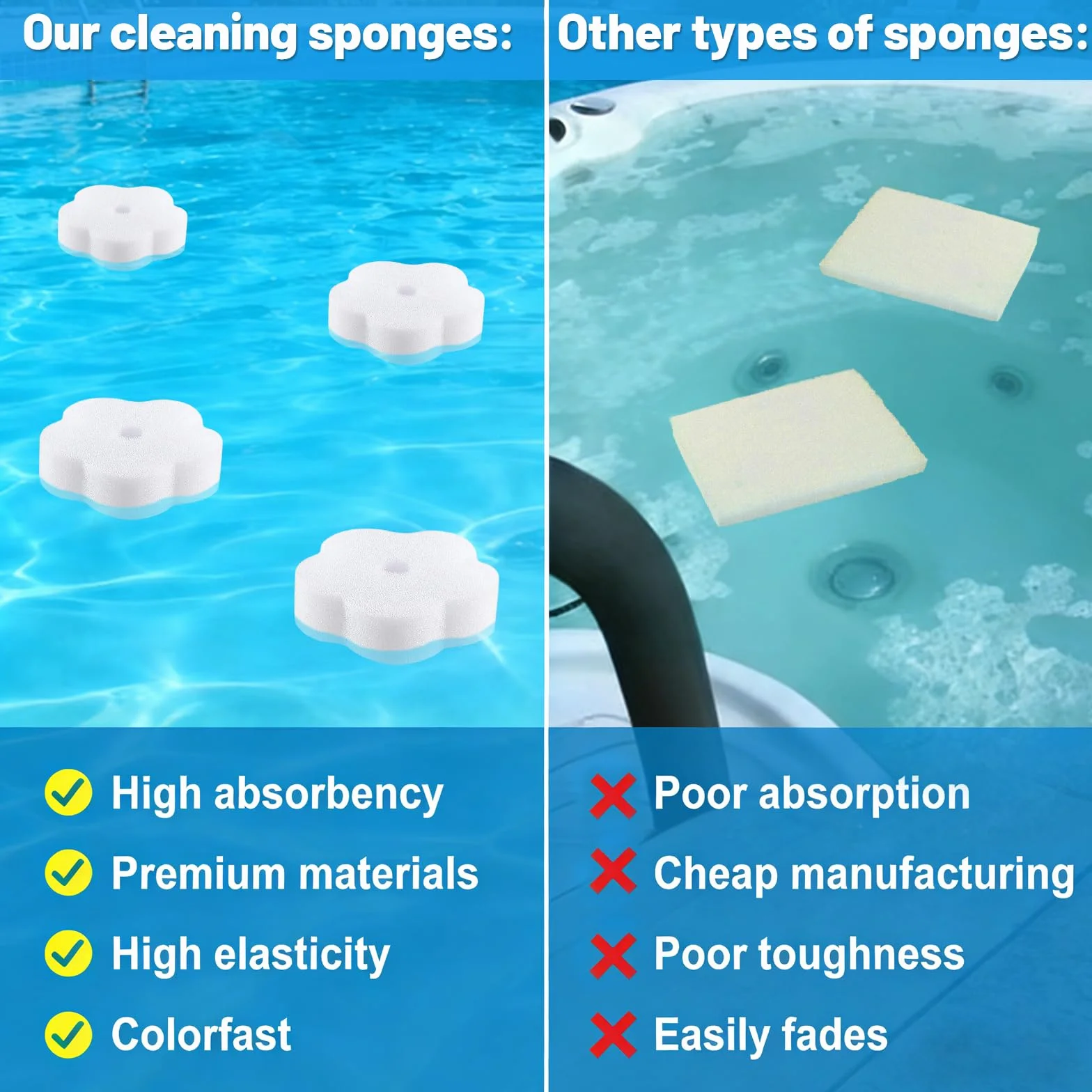 Esponjas Absorbentes Piscina Forma de Flor Absorbe Aceite Grasa Suciedad 12 PCS