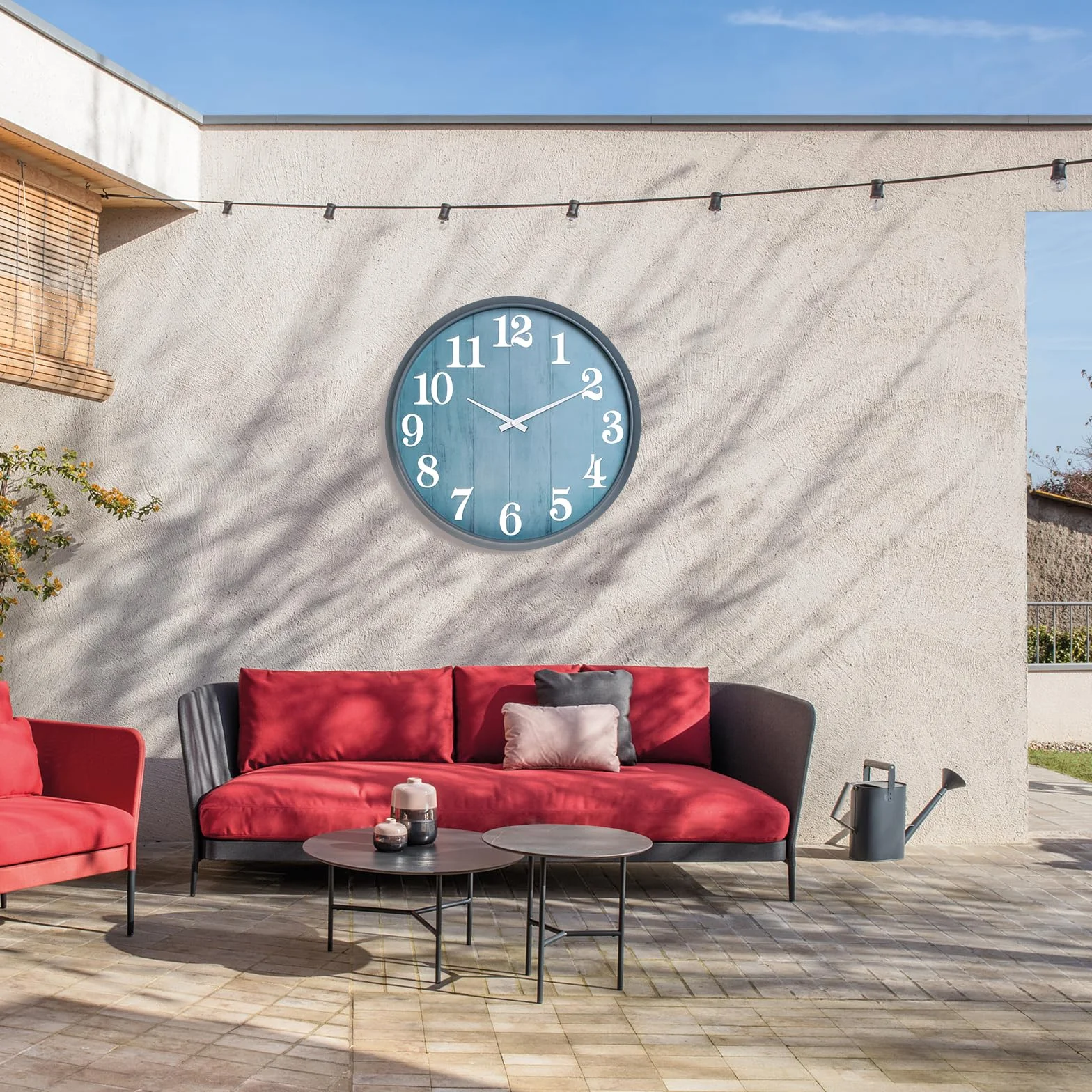 eYotto Reloj de jardín Impermeable 46 cm silencioso Gran tamaño Funciona con Pilas para terraza decoración