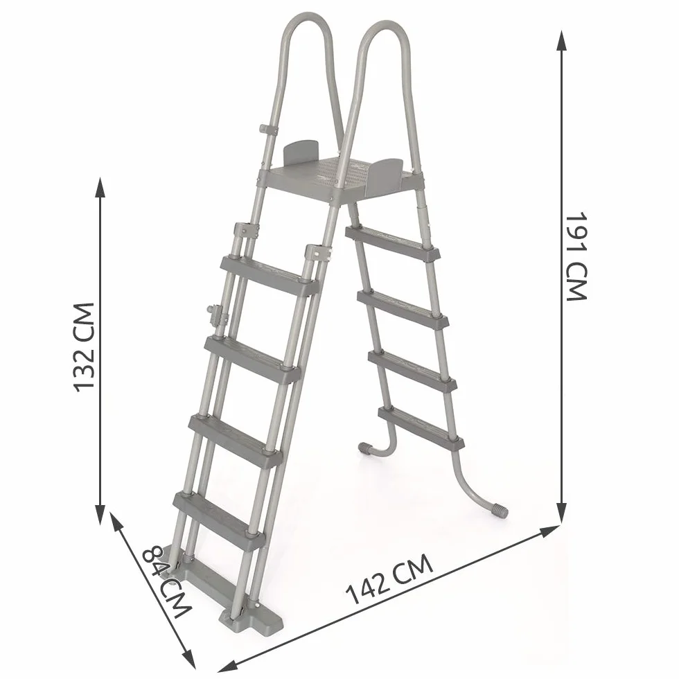 Bestway 58332 Escalera para piscinas 132 cm con plataforma Gris