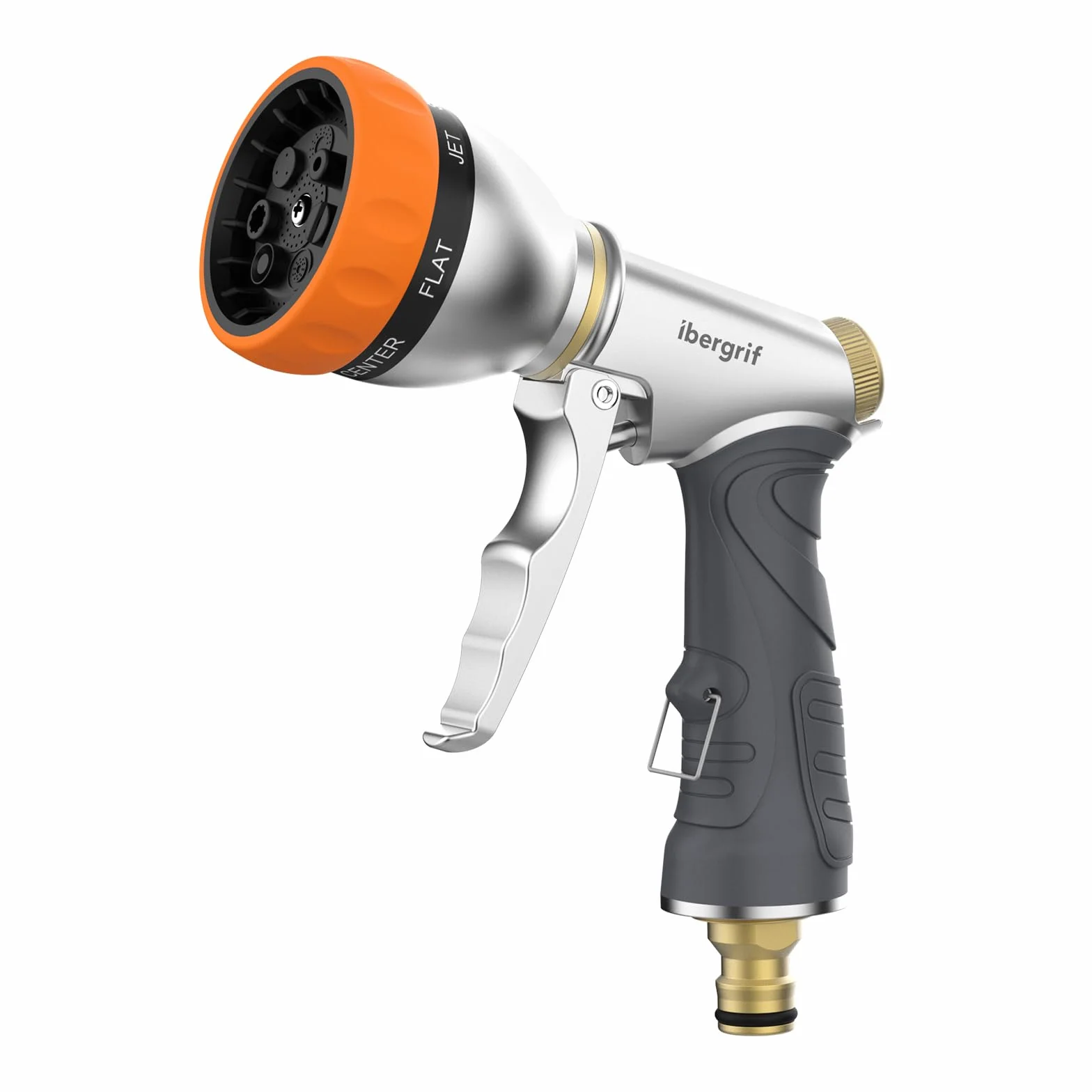 Ibergrif M20285 Pistola de Manguera de Jardín, Pistola de Agua a Presión con Boquilla de Latón, 7 Patrones de Riego