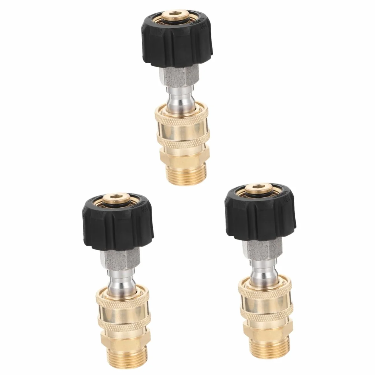 Abaodam 3 Juegos Adaptador Alto Conector Varita mágica Fuerza guarniciones Consejos Masculino enchufar arandela conectar Accesorios de Limpieza para Coche latón Golden