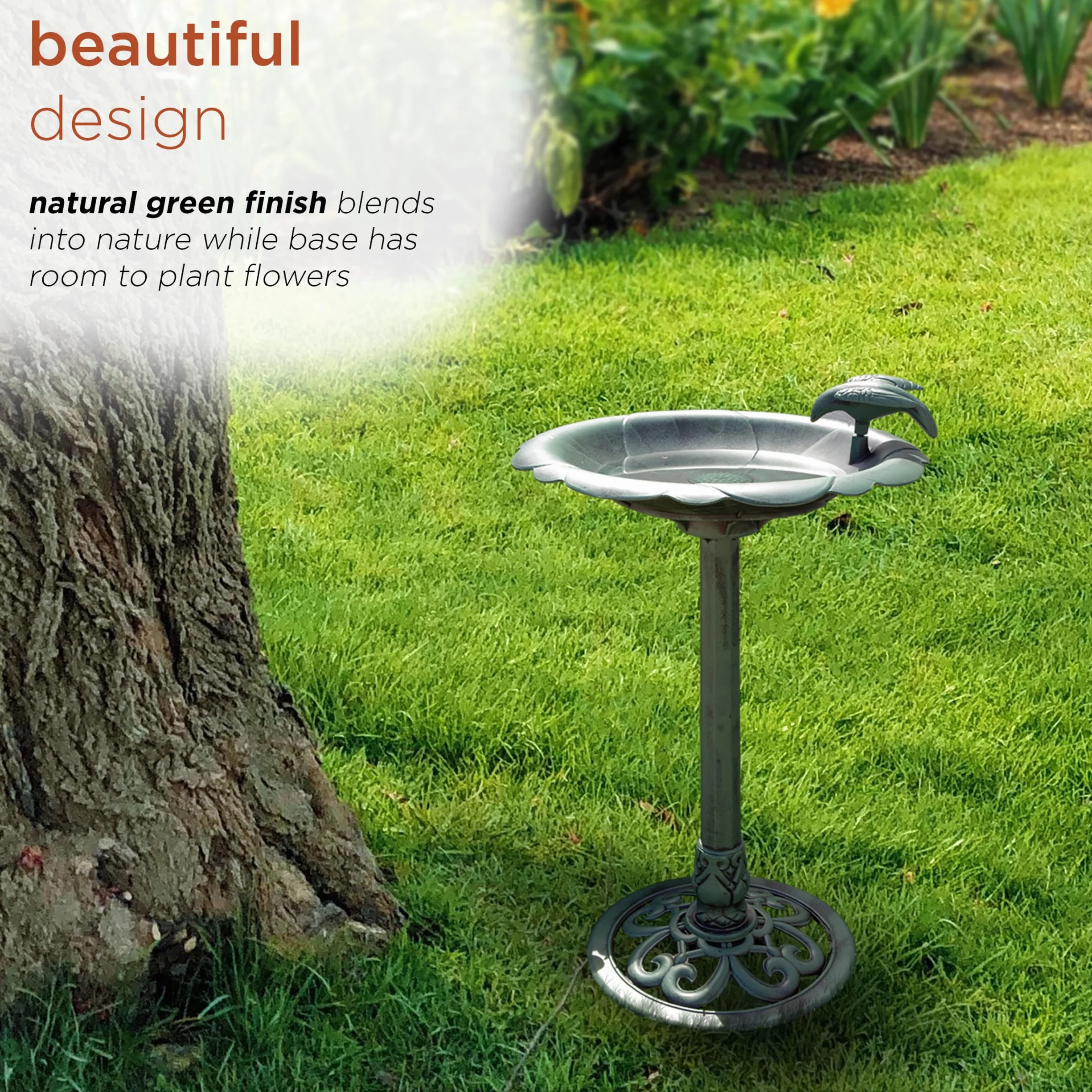 Alpine TEC114 Corporation Bañera para pájaros 79 cm Verde Flores