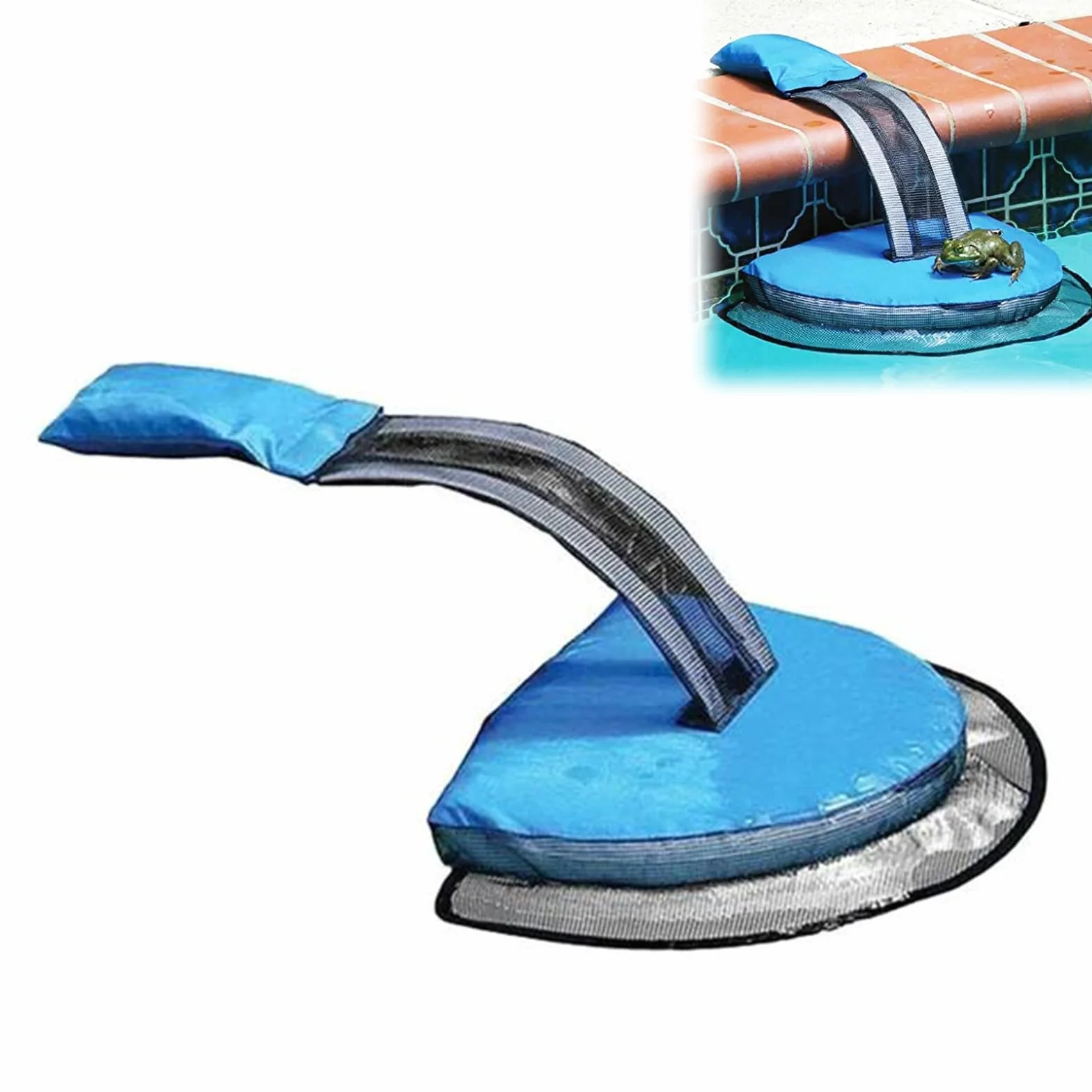 Tokaneit Rampa De Escape Para Animales De Piscina, Red Flotante Con Almohadilla Inflable, Azul
