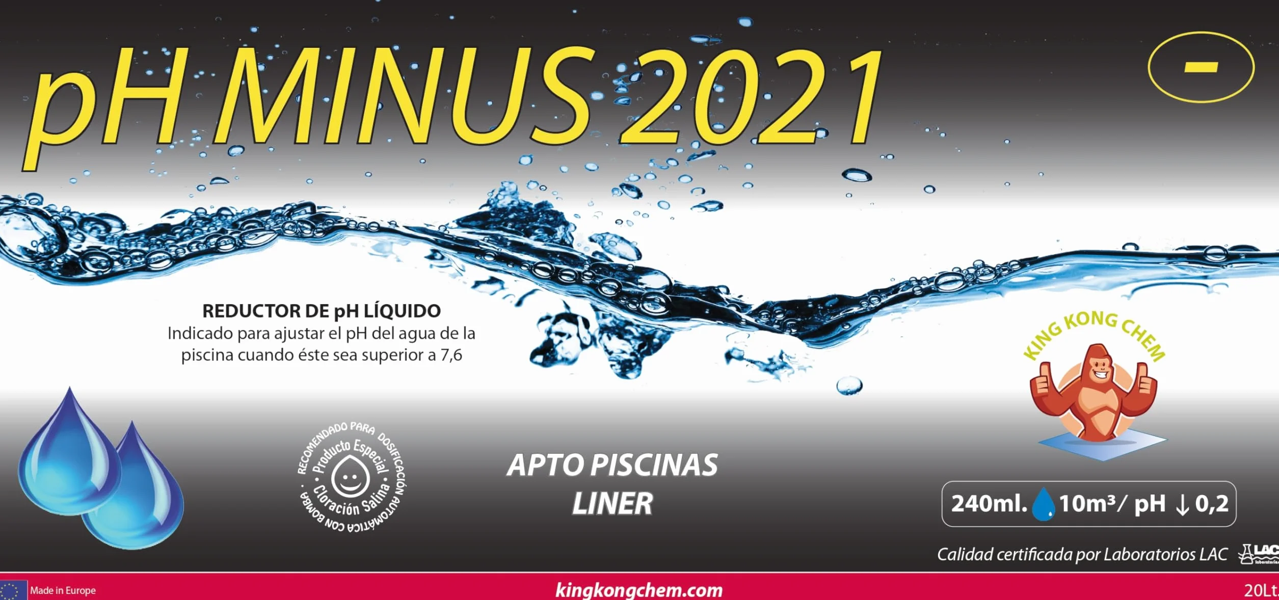 PH Minus 20 litros (25 KG) - Reductor pH para Piscinas - Ácido Sulfúrico al 15%