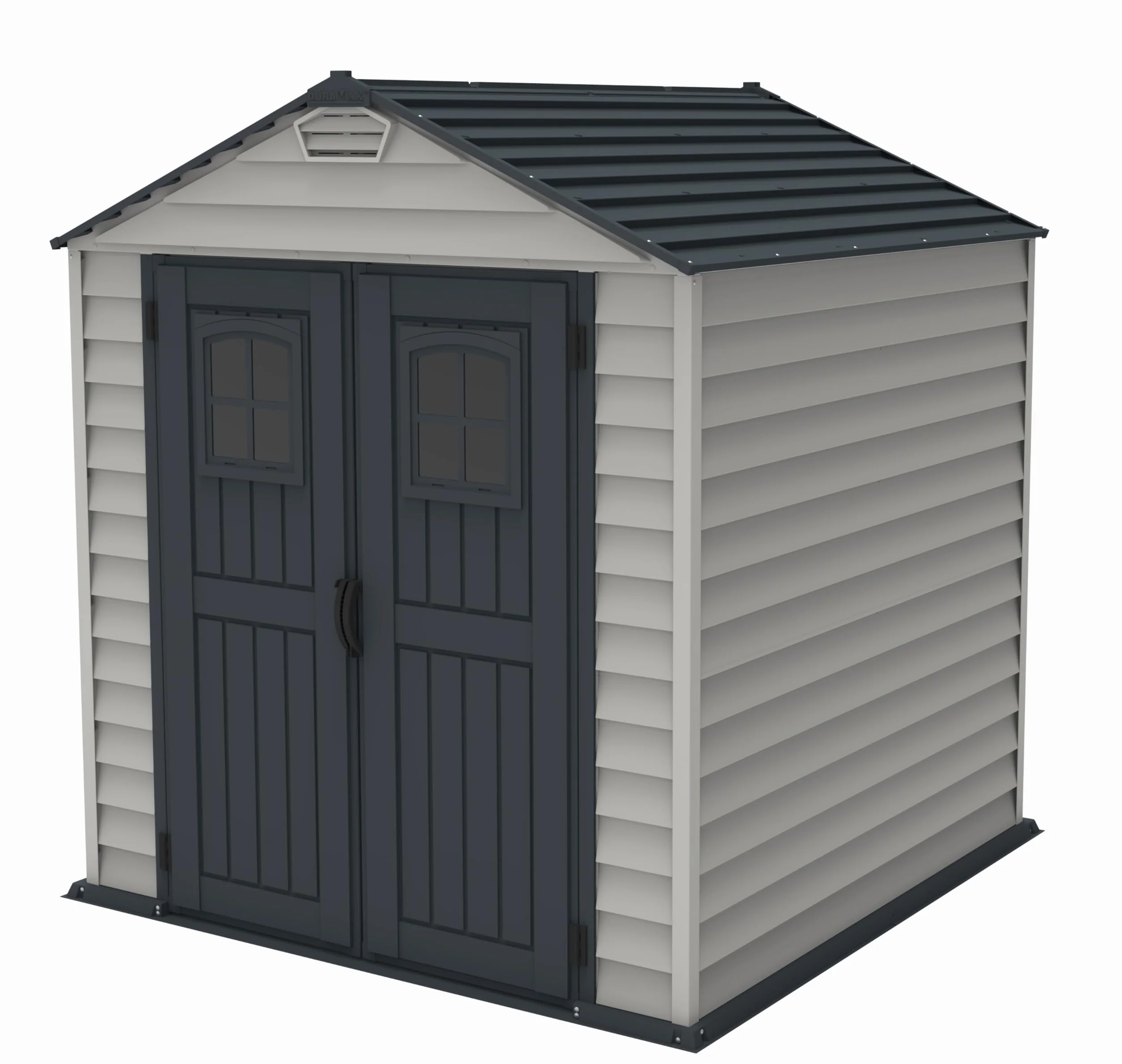 STOREMAX PLUS 7X7 Duramax caseta cobertizo jardín resina PVC gris antracita 2.1x2.1x2.3m suelo
