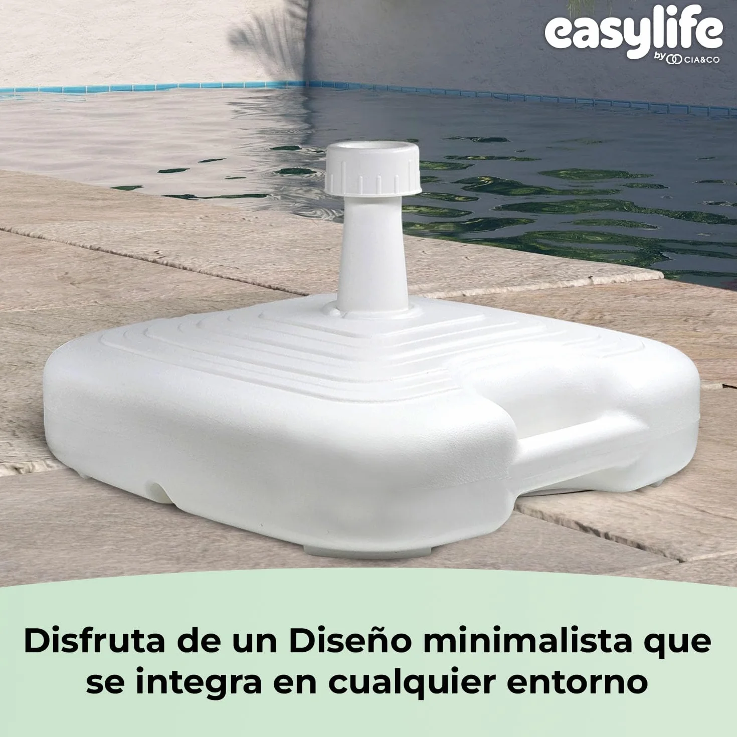 Base de Sombrilla XXL 45x45x14 cm Rellenable 25 kg Rosca Universal Ajustable 18-38 mm Uso Exterior