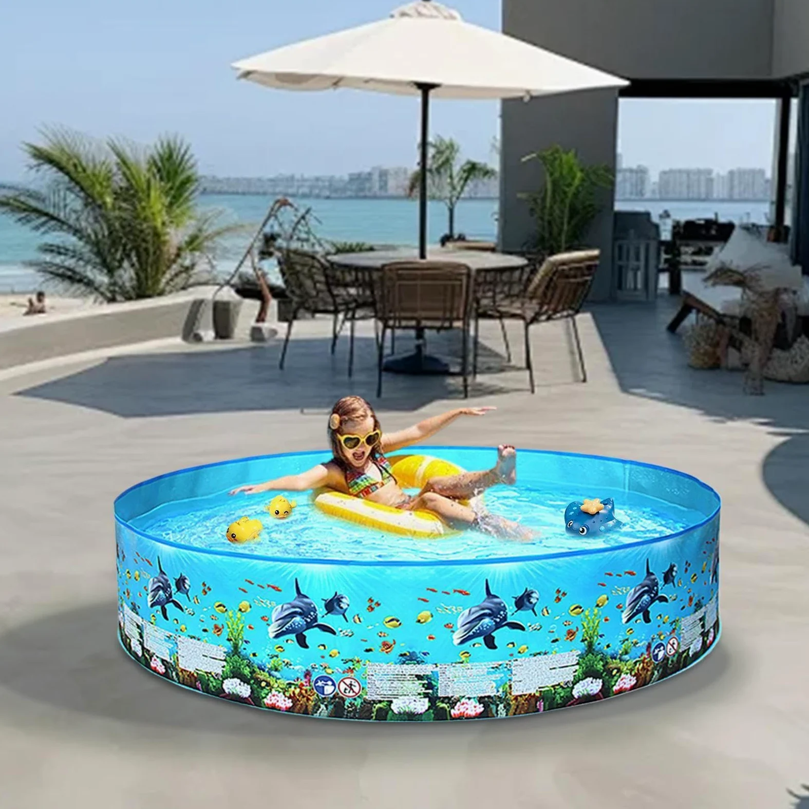 Piscina De Chapoteo Plegable Bañera De Natación Al Aire Libre No Inflable | Piscina Con Paredes Rígidas Para Mascotas Niños Adultos Y Familia En Verano Jardín Patio Trasero Y