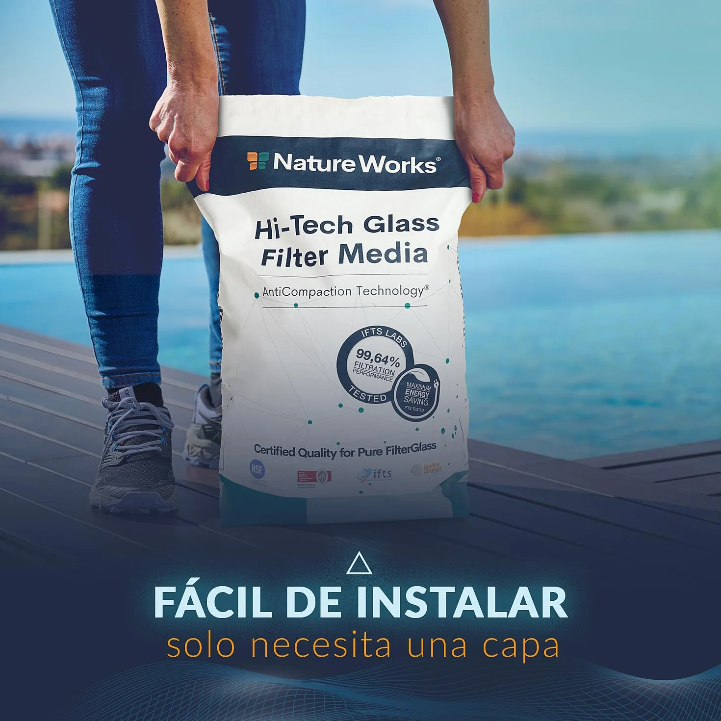 NATURE WORKS Arena de Vidrio Filtrante para Piscina 99,64% Filtración - Saco 10kg