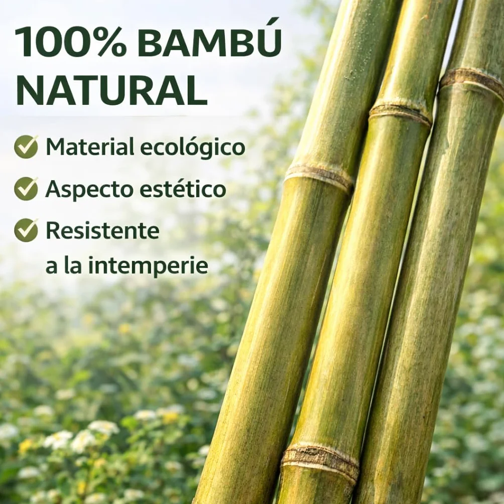 Tutores de Bambú 150 cm Ø 10/12 mm para Huerto, Tomateras y Jardín