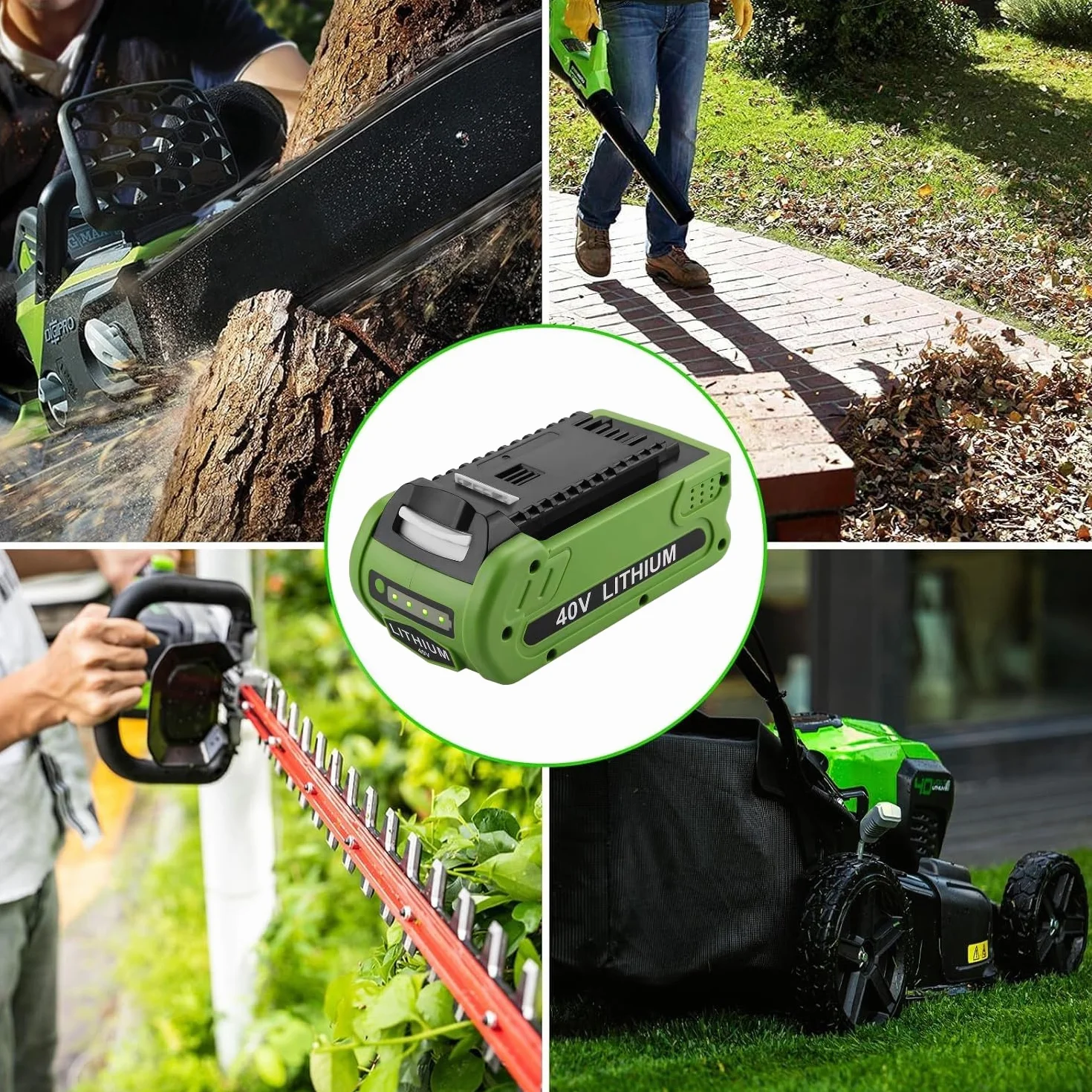 Batería de repuesto de 40 V para Greenworks 40 V 2.0 Ah, compatible con todas las herramientas eléctricas G-MAX de 40 V G40B2 G40B4 G40B5 G40B25 29462 29472 20202 20302 25312 25322 (capacidad real)