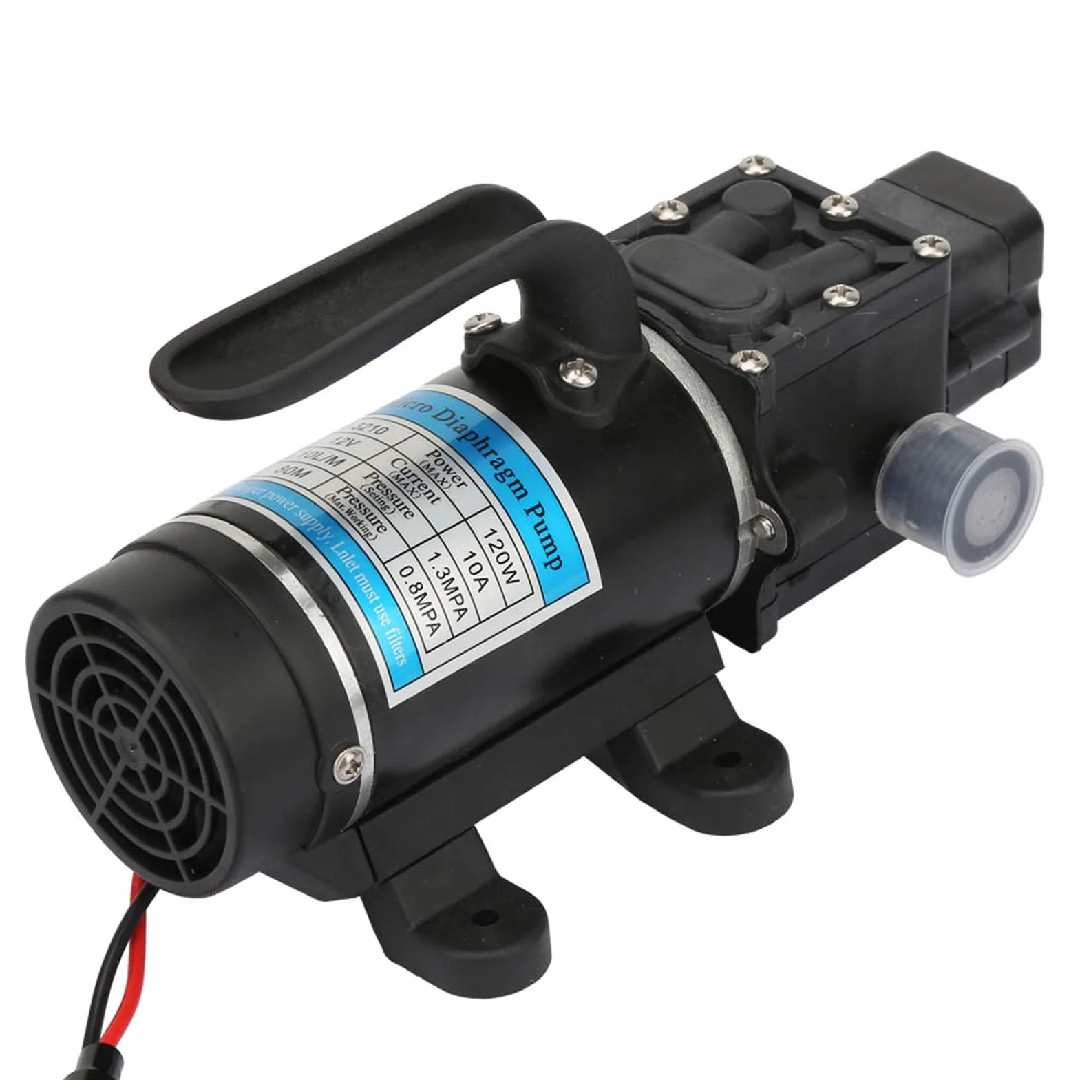 Bomba de Agua Eléctrica 12V 120W Autocebante de Membrana 10L/M Alta Presión Silenciosa para Lavadoras de Ropa Hogar Industrial