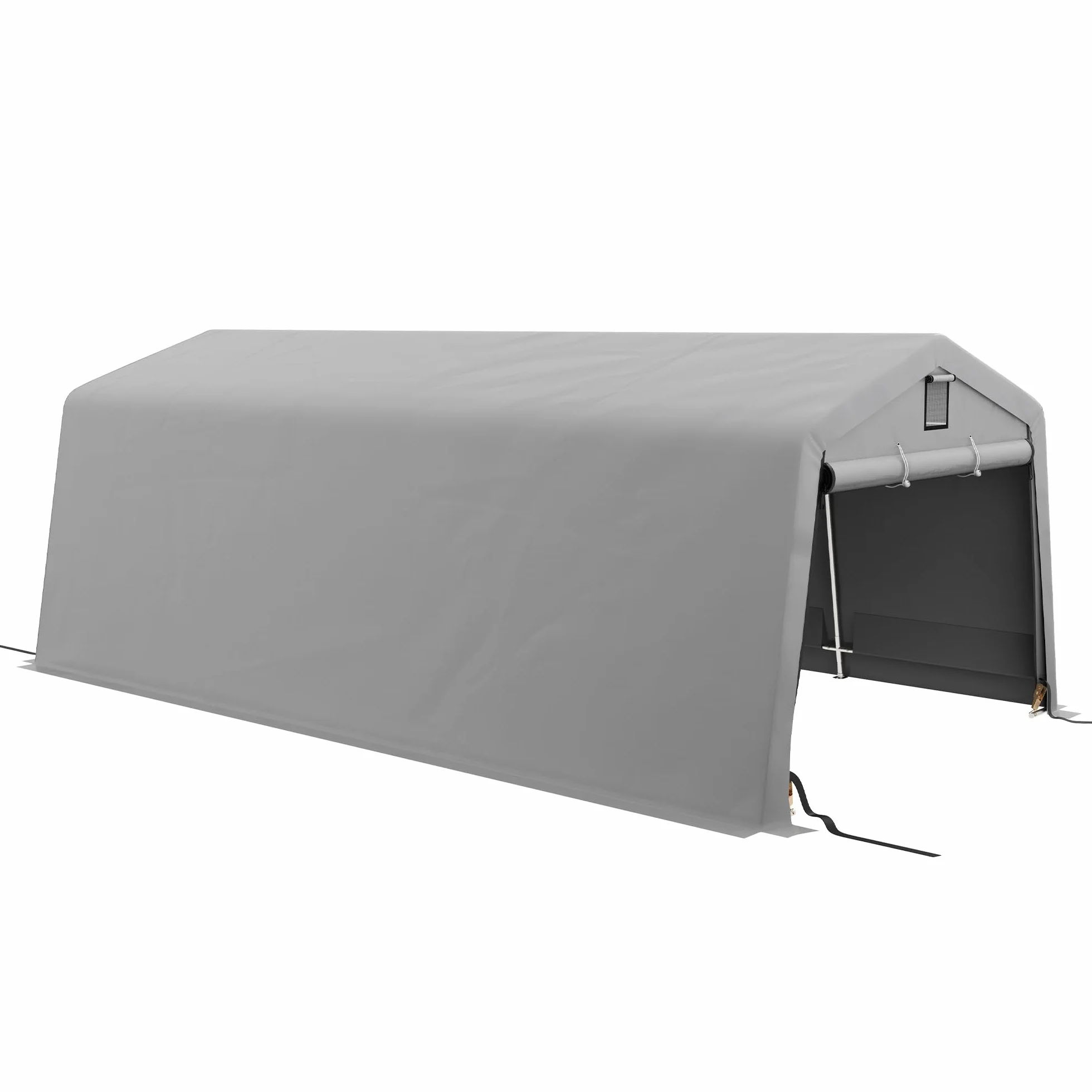 Outsunny Cobertizo portátil independiente 6,2x3,3x2,4 m acero galvanizado PE 150 g/m² impermeable anti-UV